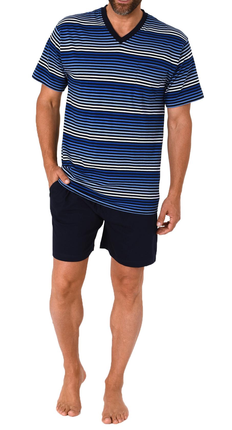 Herren Schlafanzug kurzarm Shorty Pyjama in toller Streifenoptik  - 112 105 90 746