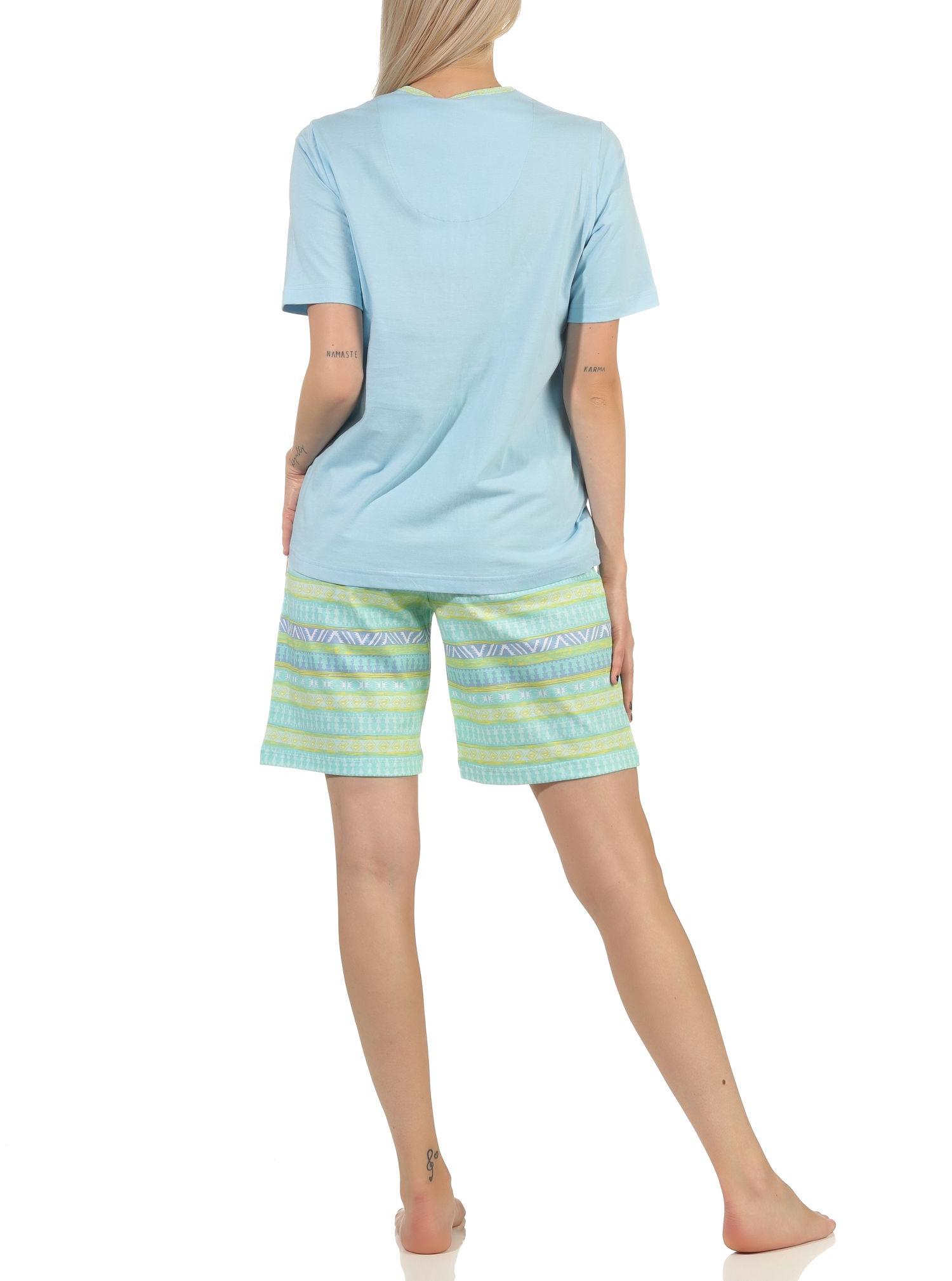Shorty Damespyjama met korte mouw Etnolook - ook in overmaat tot maat 60/62 – 112 205 226 Damen Shorty Pyjama kurzarm Ethnolook – auch in Übergrössen bis Grösse 60/62 – 112 90 226