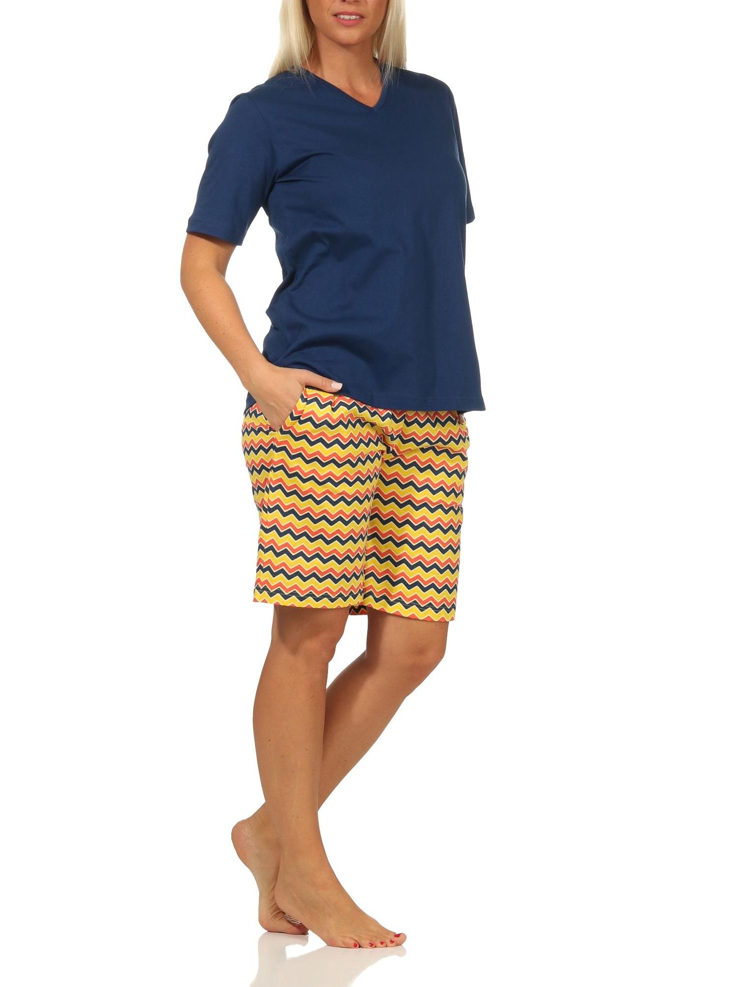 Damen kurzarm Schlafanzug Shorty Pyjama im Ethnostyle – auch in Übergrössen – 112 205 899