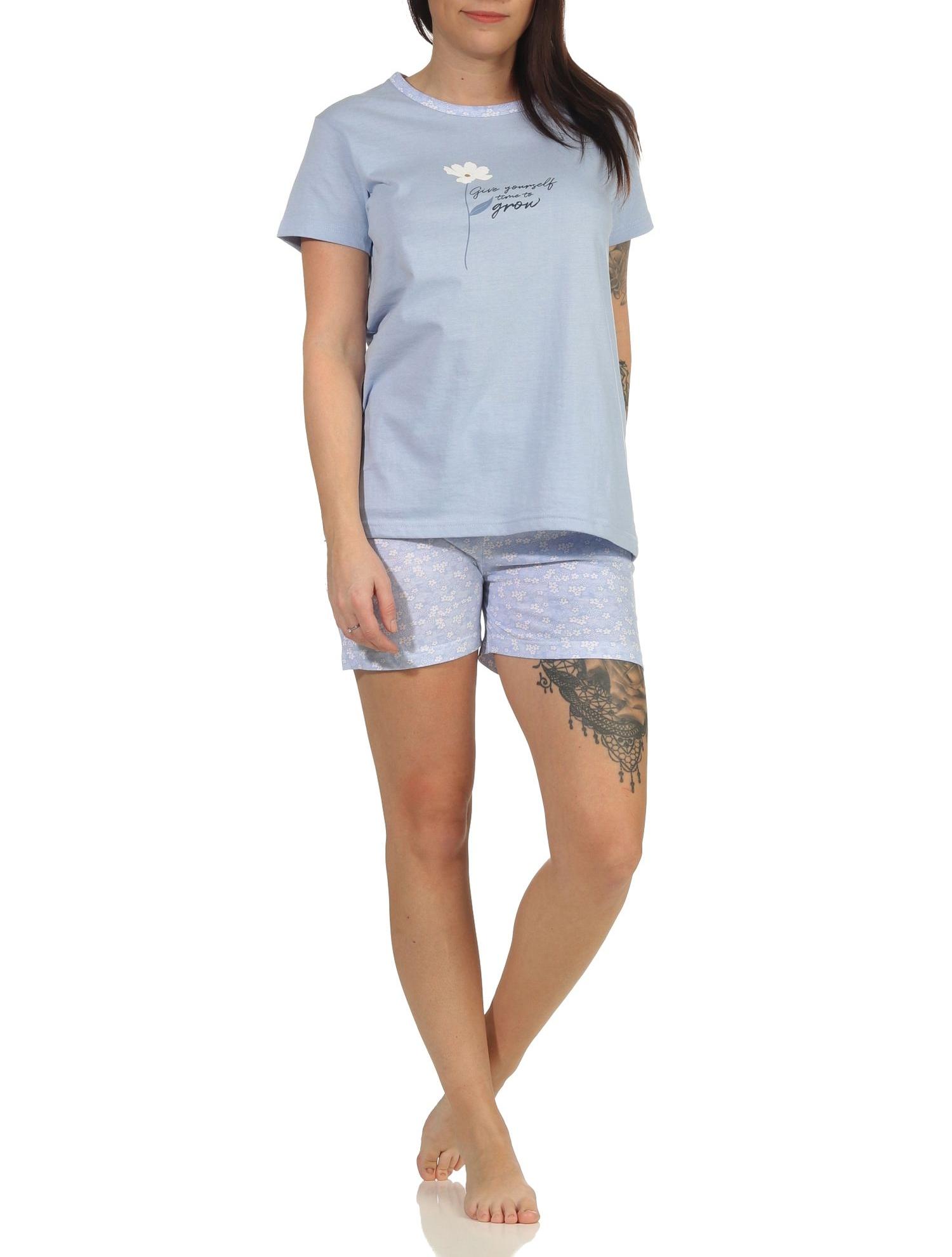 Damen Shorty Schlafanzug Pyjama kurzarm mit tollen Blümchen Design - 66635 Damen Shorty Schlafanzug Pyjama kurzarm mit tollen Blümchen Design - 66635