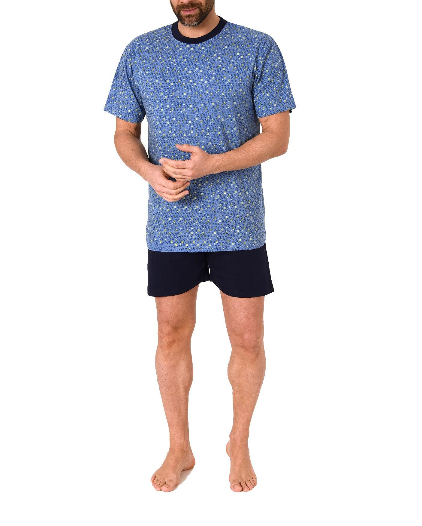 Edler Herren kurzarm Schlafanzug Shorty Pyjama mit Minimal-Print - 112 105 10 714