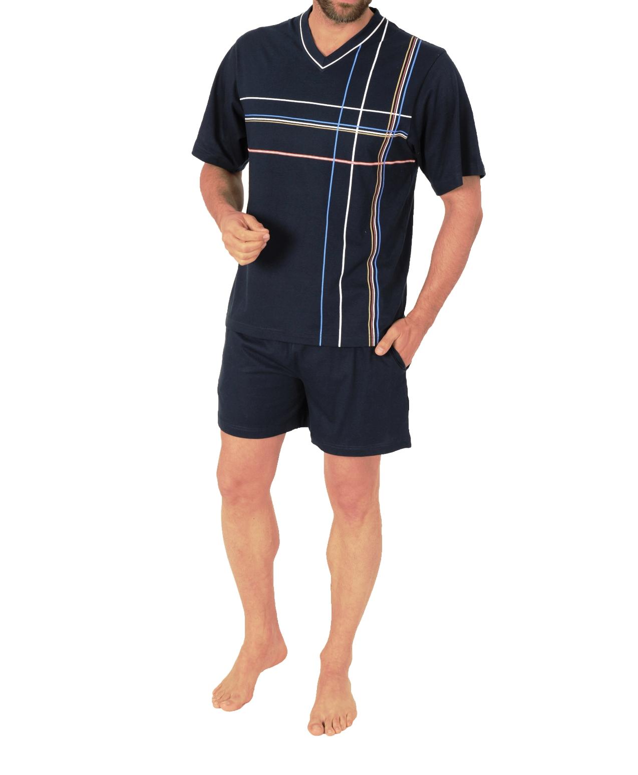 Eleganter Herren kurzarm Schlafanzug Shorty Pyjama - 55422