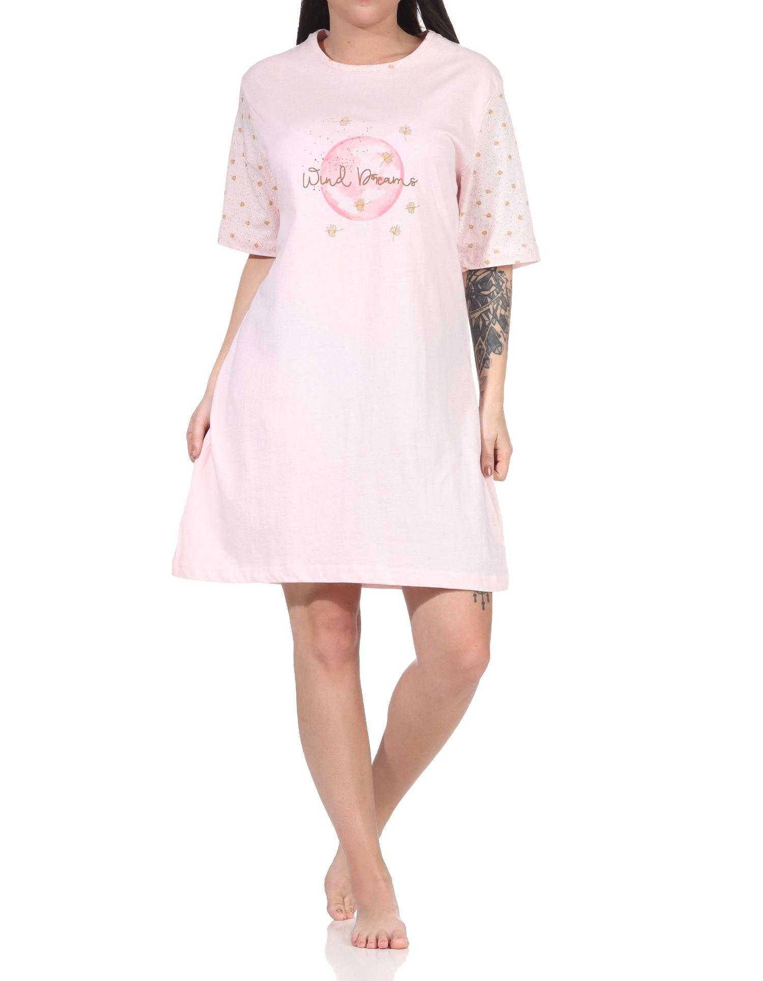 Damen Nachthemd, Bigshirt kurzarm in romantischer Optik "Wind Dreams" - 112 214 10 710