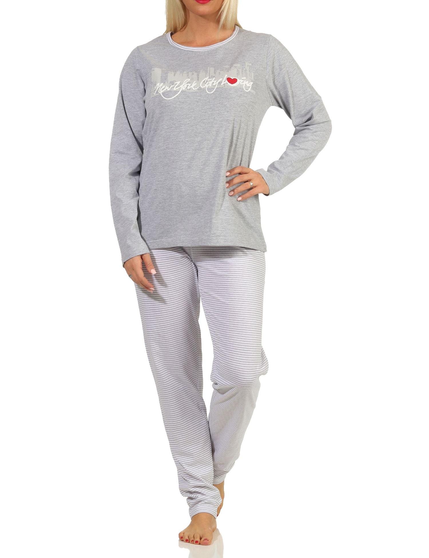 Damen Schlafanzug Pyjama langarm mit tollem Print "New York City Loving" - 66336 Damen Schlafanzug Pyjama langarm mit tollem Print "New York City Loving" - 66336