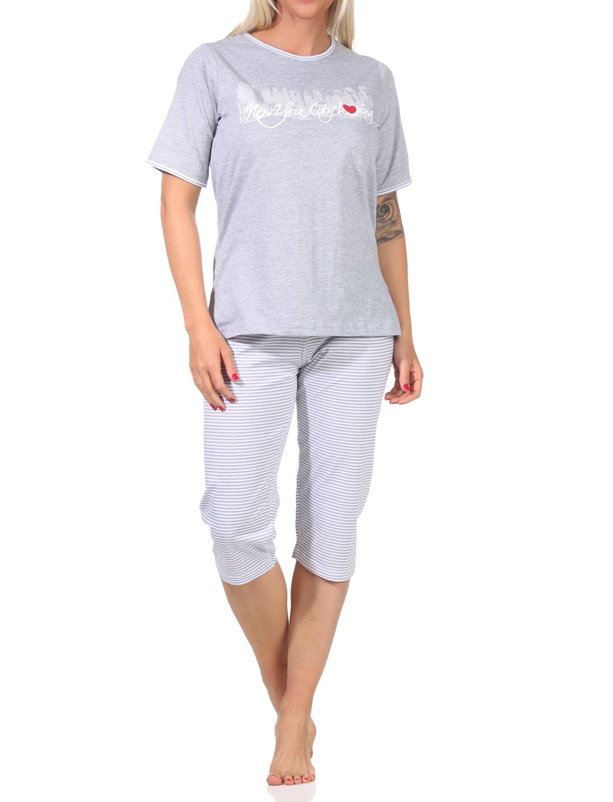 Toller Damen Capri-Schlafanzug mit 3/4-Hose, mit Frontprint "New York City Loving" 66337