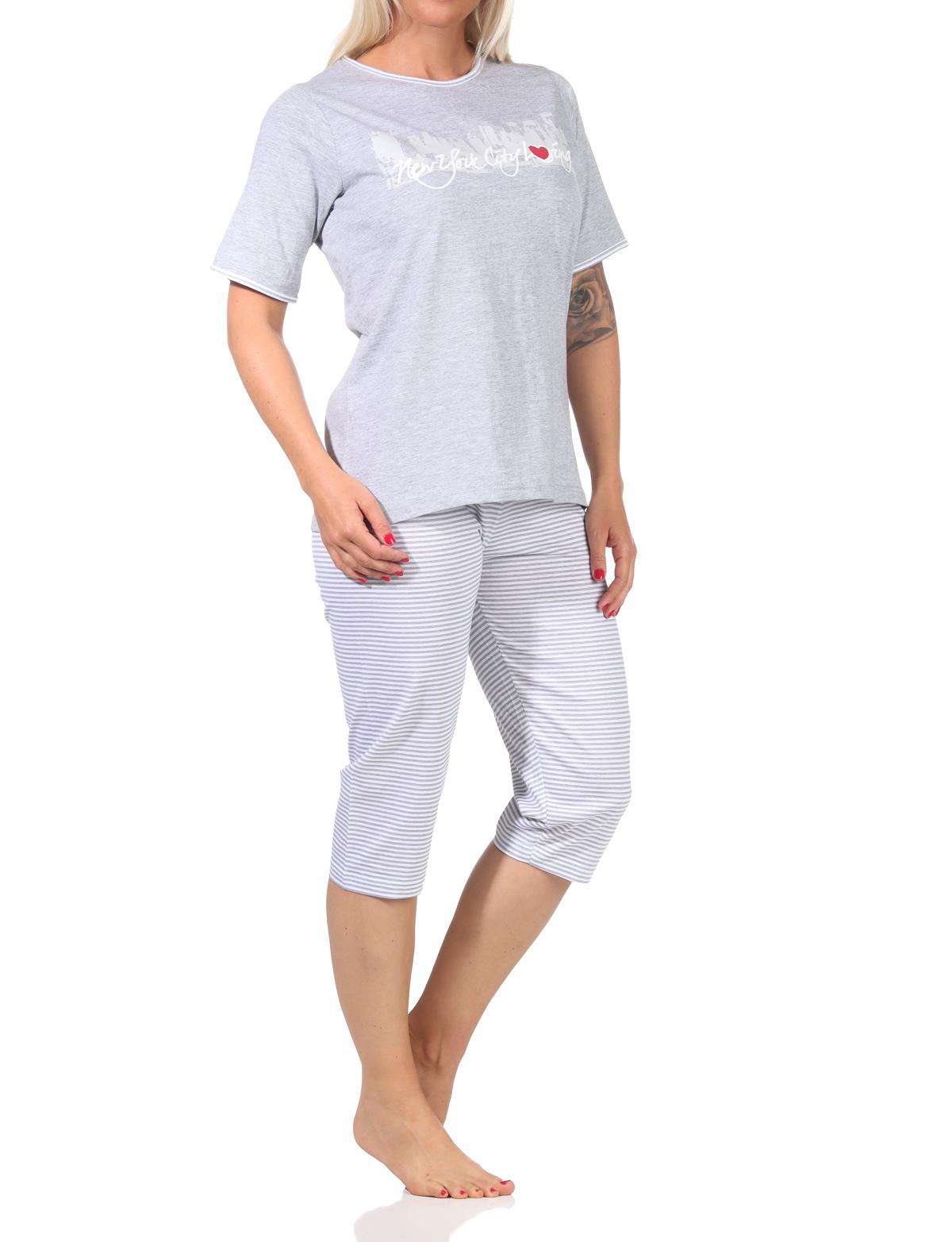 Toller Damen Capri-Schlafanzug mit 3/4-Hose, mit Frontprint "New York City Loving" 66337