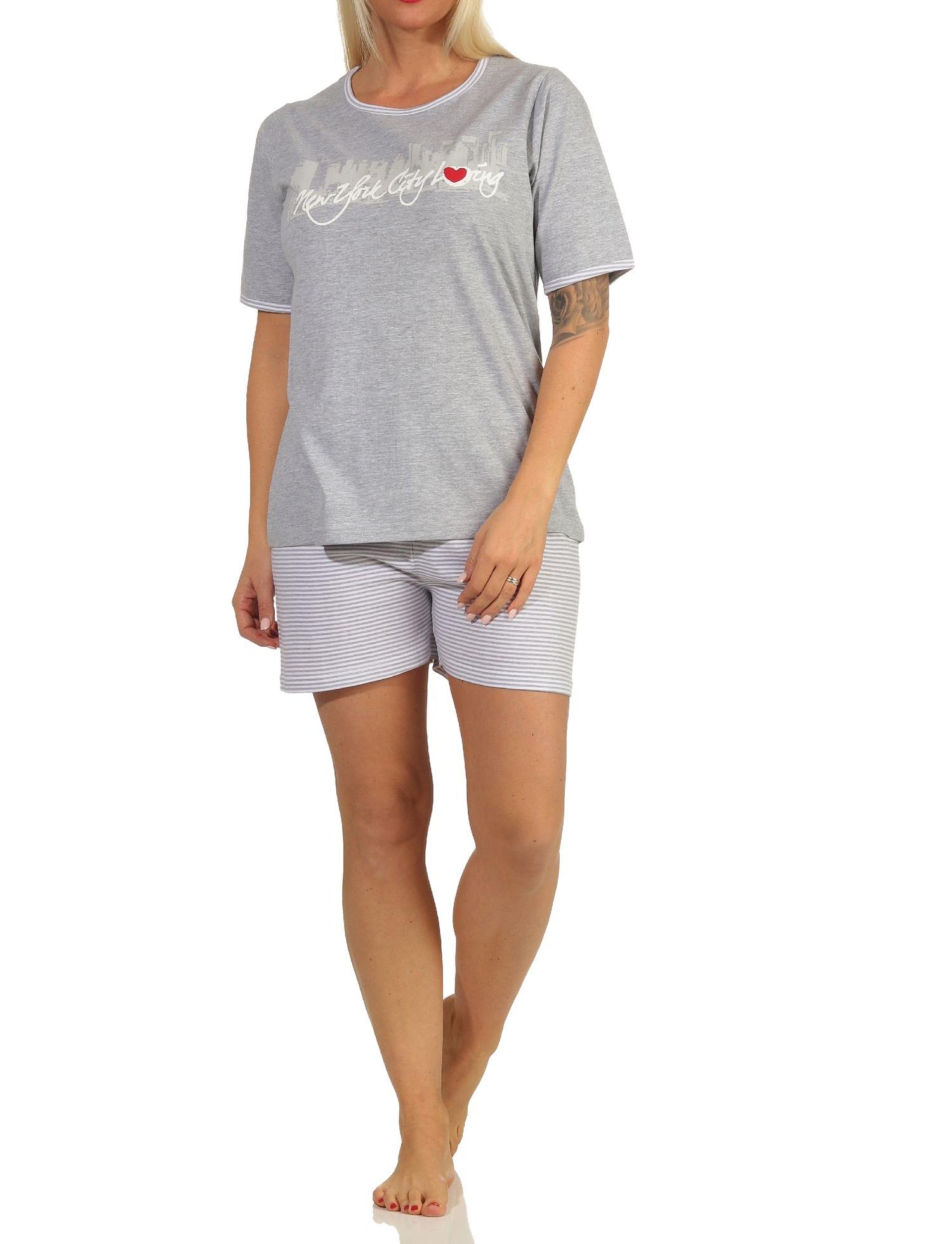 Toller Damen Shorty-Schlafanzug, kurze Hose, mit Frontprint "New York City Loving" 66338