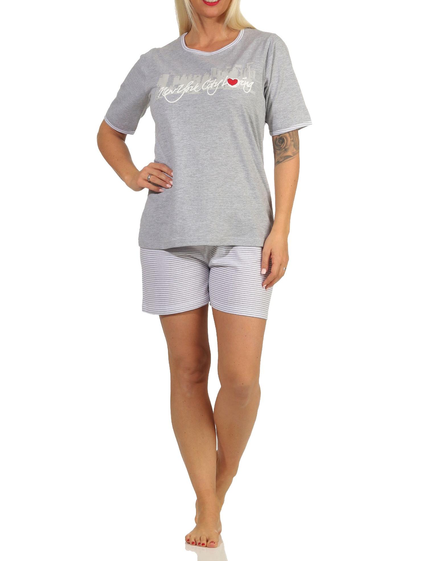 Toller Damen Shorty-Schlafanzug, kurze Hose, mit Frontprint "New York City Loving" 66338