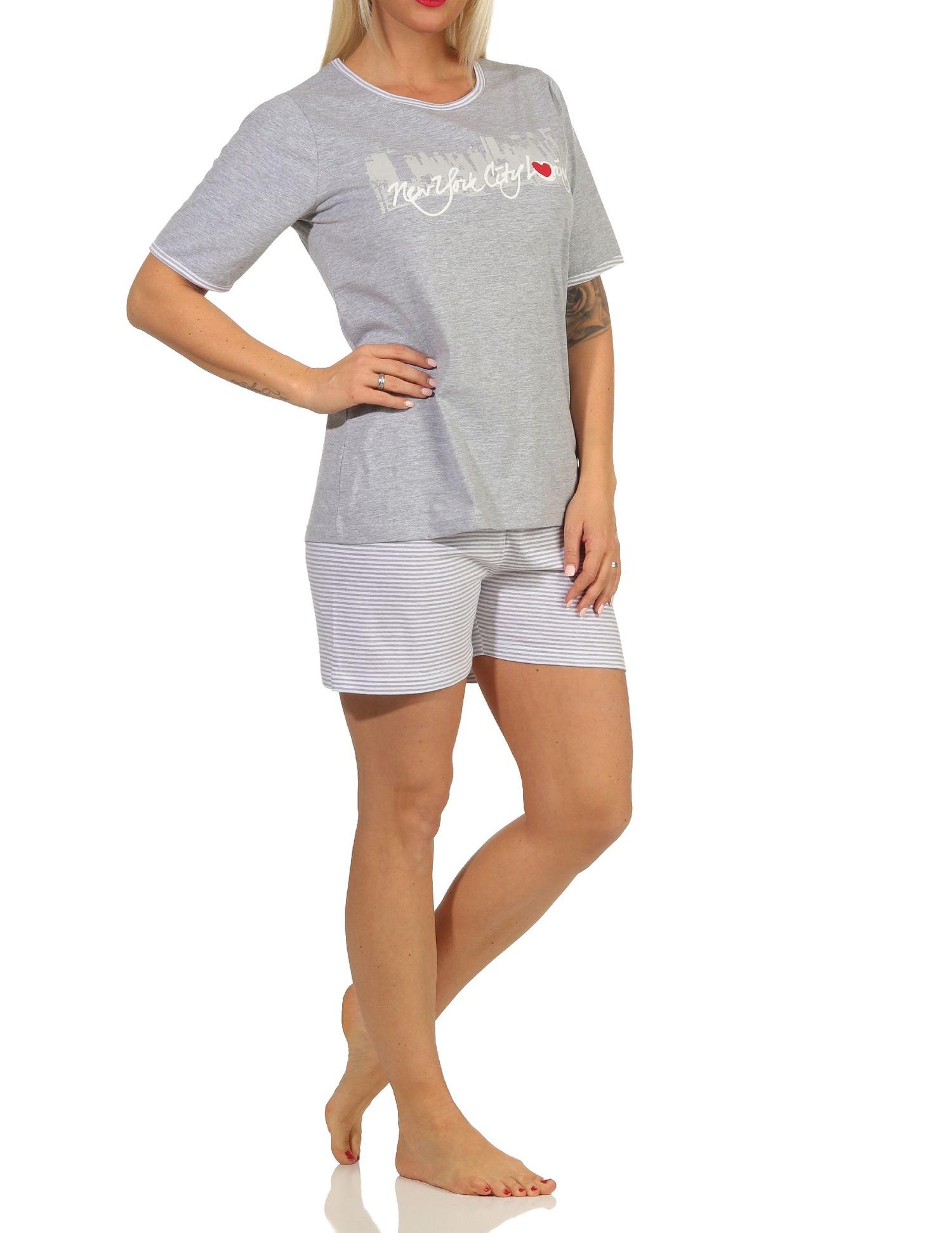 Toller Damen Shorty-Schlafanzug, kurze Hose, mit Frontprint "New York City Loving" 66338