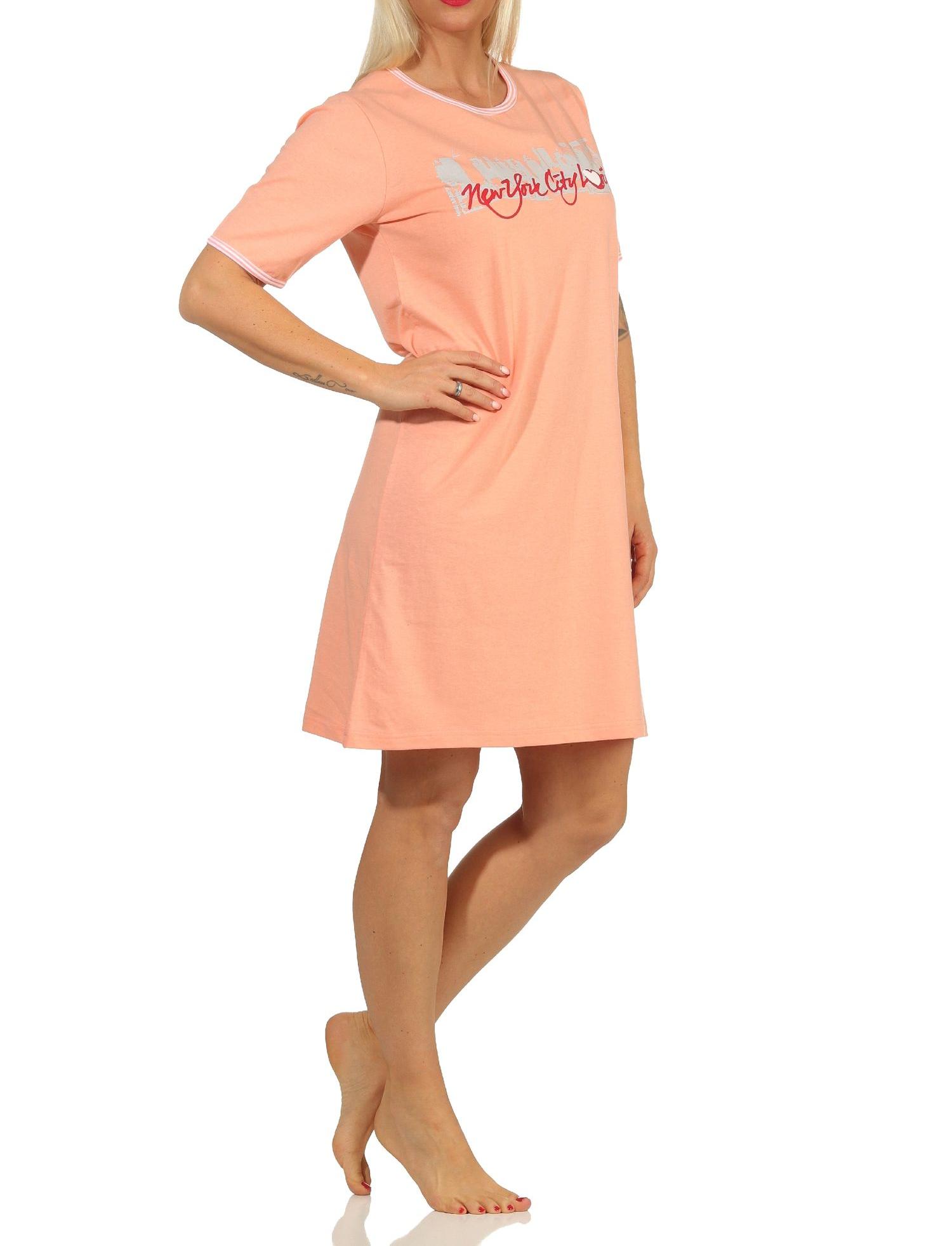 Damen Nachthemd mit kurzen Ärmeln und Front-Print "New York City Loving" - 66339