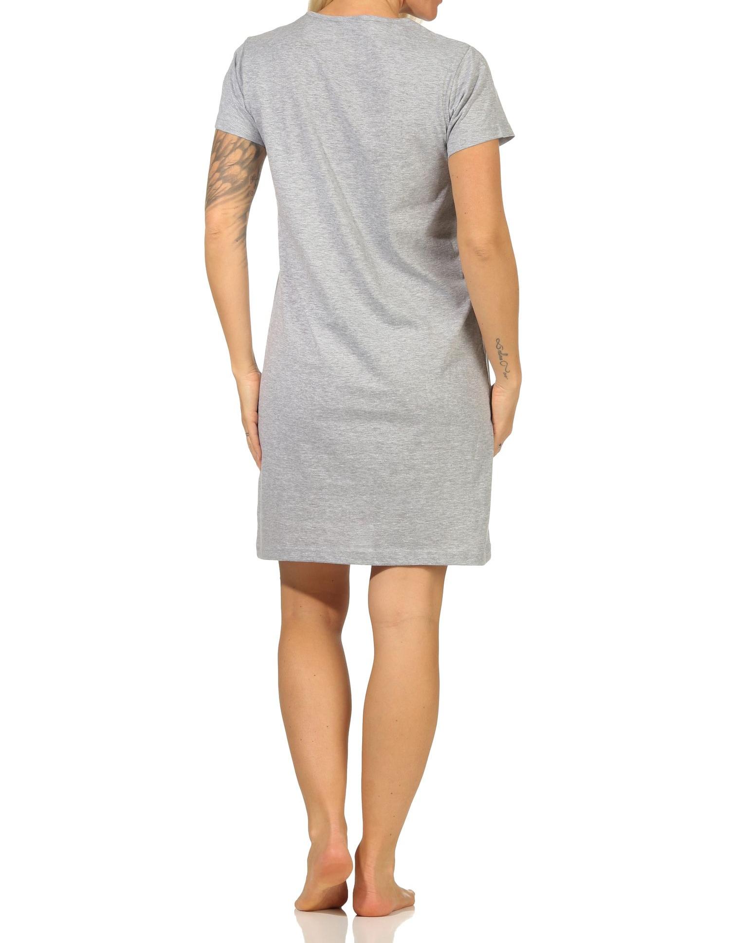 Sommerliches Damen kurzarm Nachthemd mit Schmetterlingsmotiv - 67144 Sommerliches Damen kurzarm Nachthemd mit Schmetterlingsmotiv - 67144