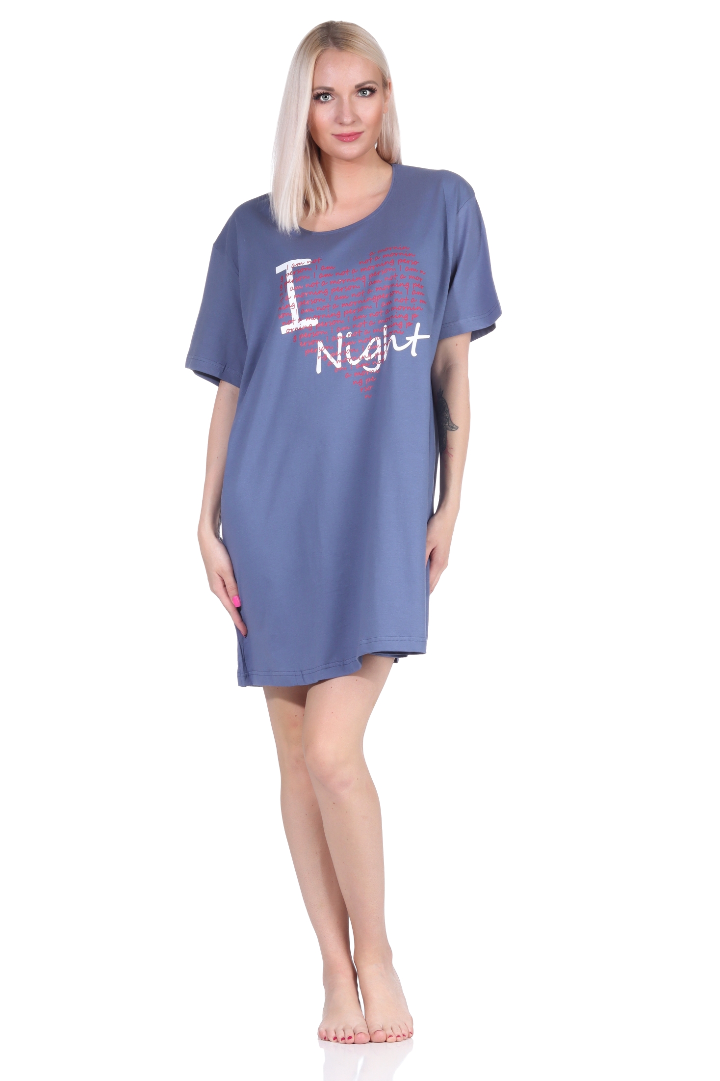 Damen 2er Pack kurzarm Nachthemd Schlafshirt in 2 tollen Designs 