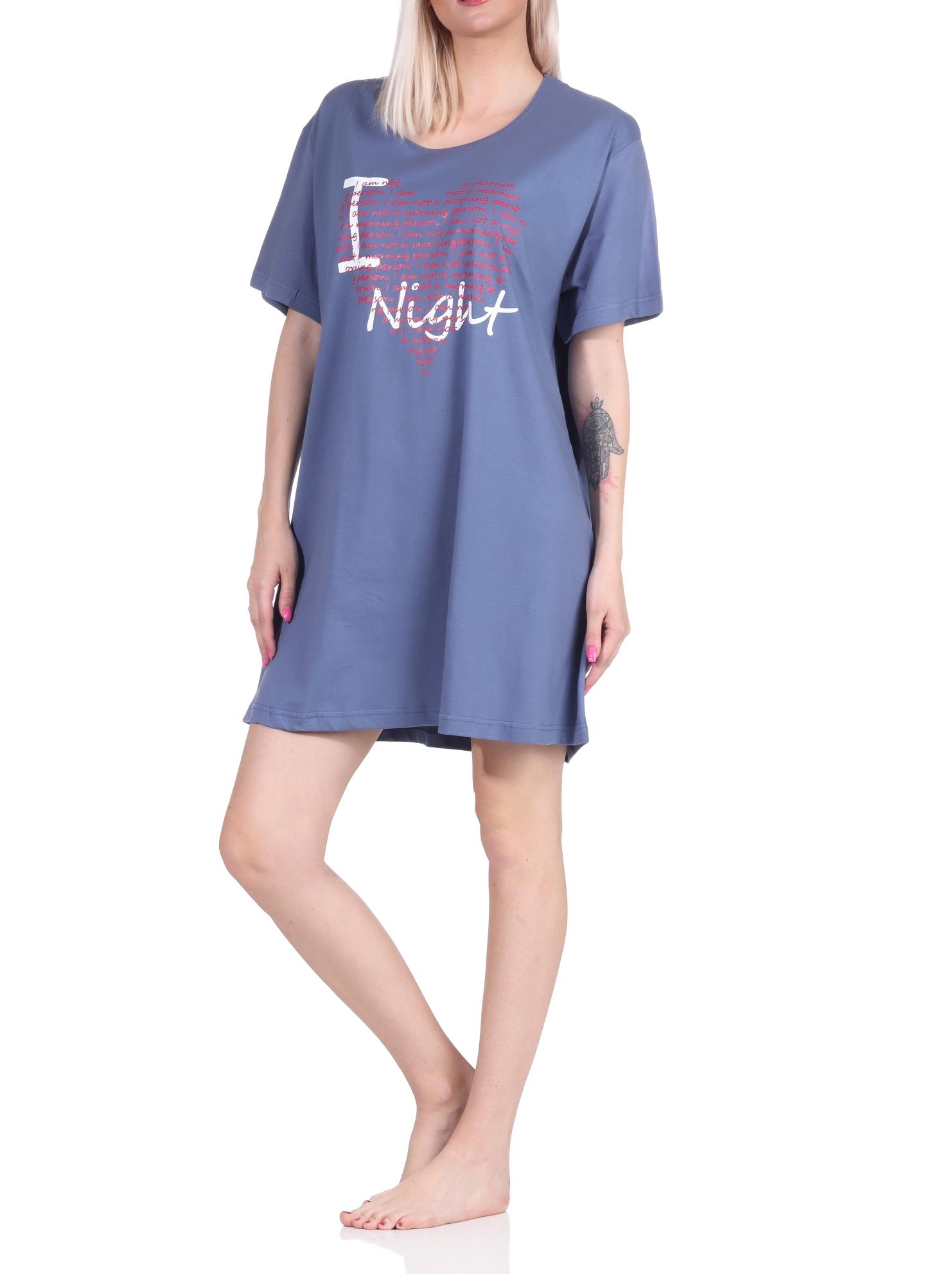 Damen 2er Pack kurzarm Nachthemd Schlafshirt in 2 tollen Designs 