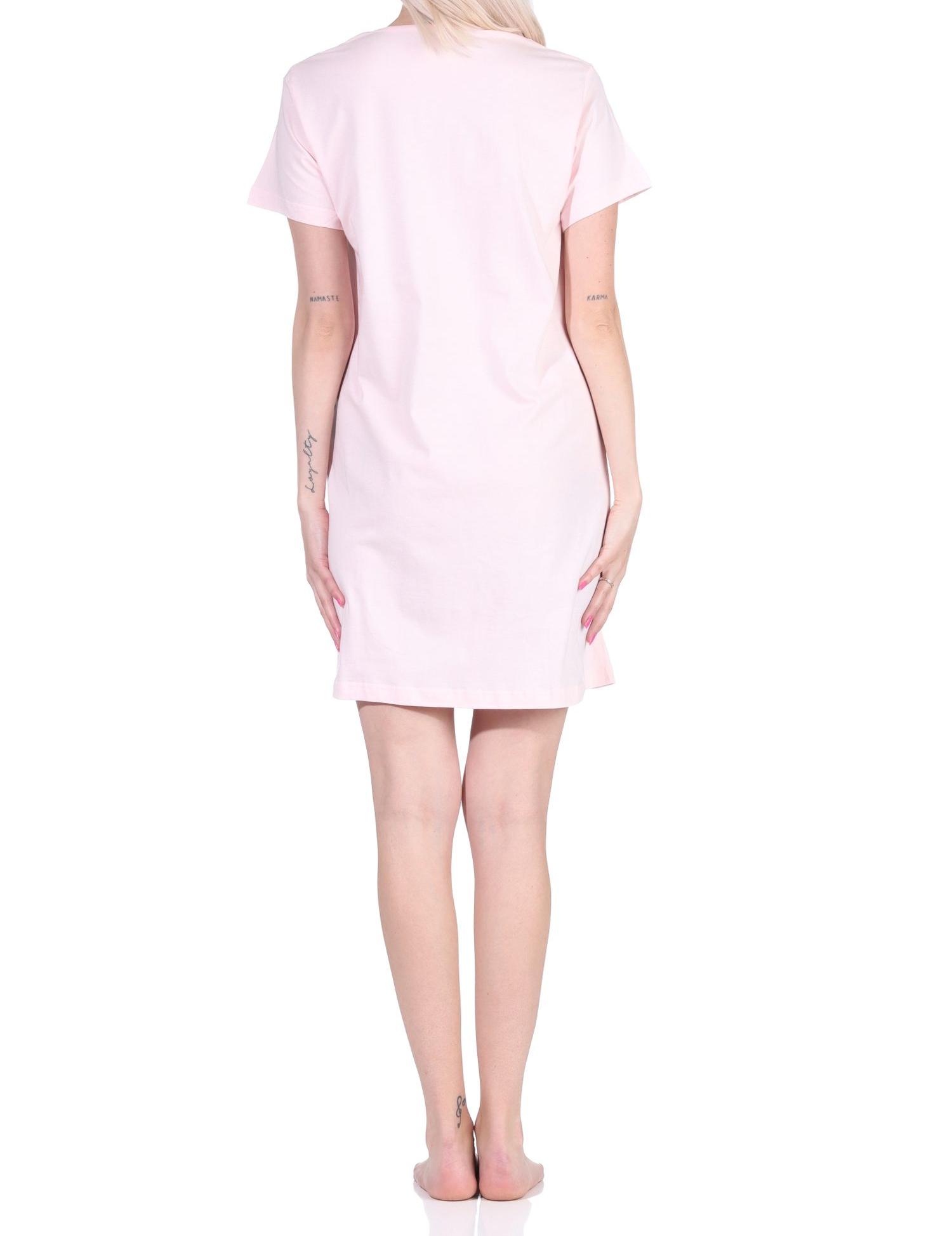 Damen 2er Pack kurzarm Nachthemd Schlafshirt in 2 tollen farbenfrohen Designs - 65137