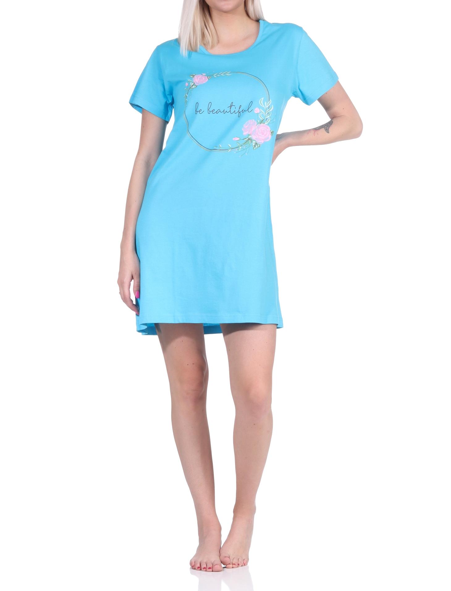 Damen 2er Pack kurzarm Nachthemd Schlafshirt in 2 tollen farbenfrohen Designs - 65137