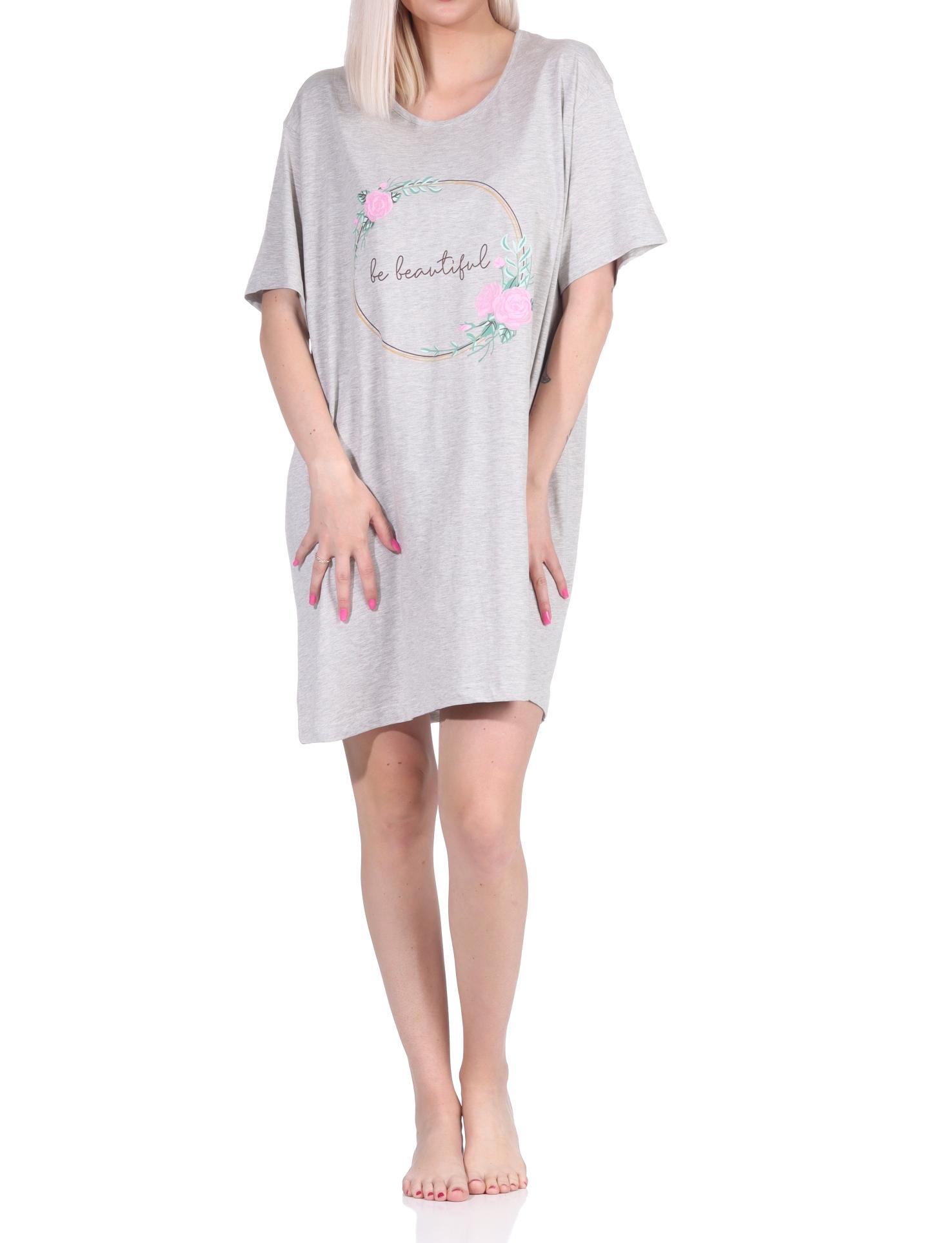 Damen 2er Pack kurzarm Nachthemd Schlafshirt in 2 tollen Designs - 65138