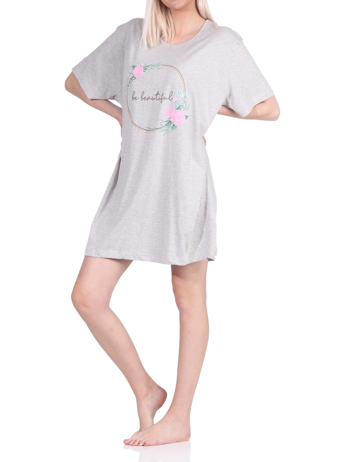 Damen 2er Pack kurzarm Nachthemd Schlafshirt in 2 tollen Designs - 65138