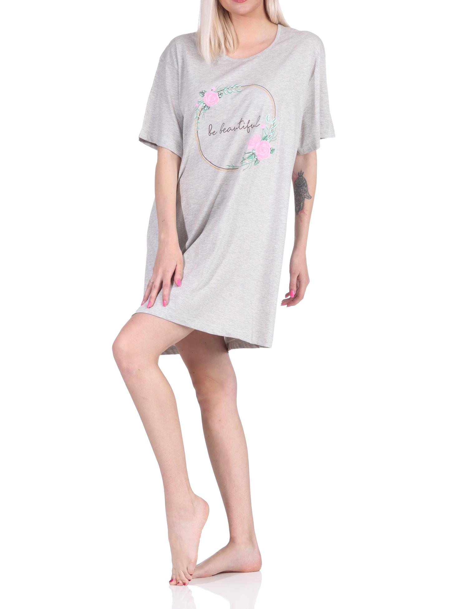 Damen 2er Pack kurzarm Nachthemd Schlafshirt in 2 tollen Designs - 65138