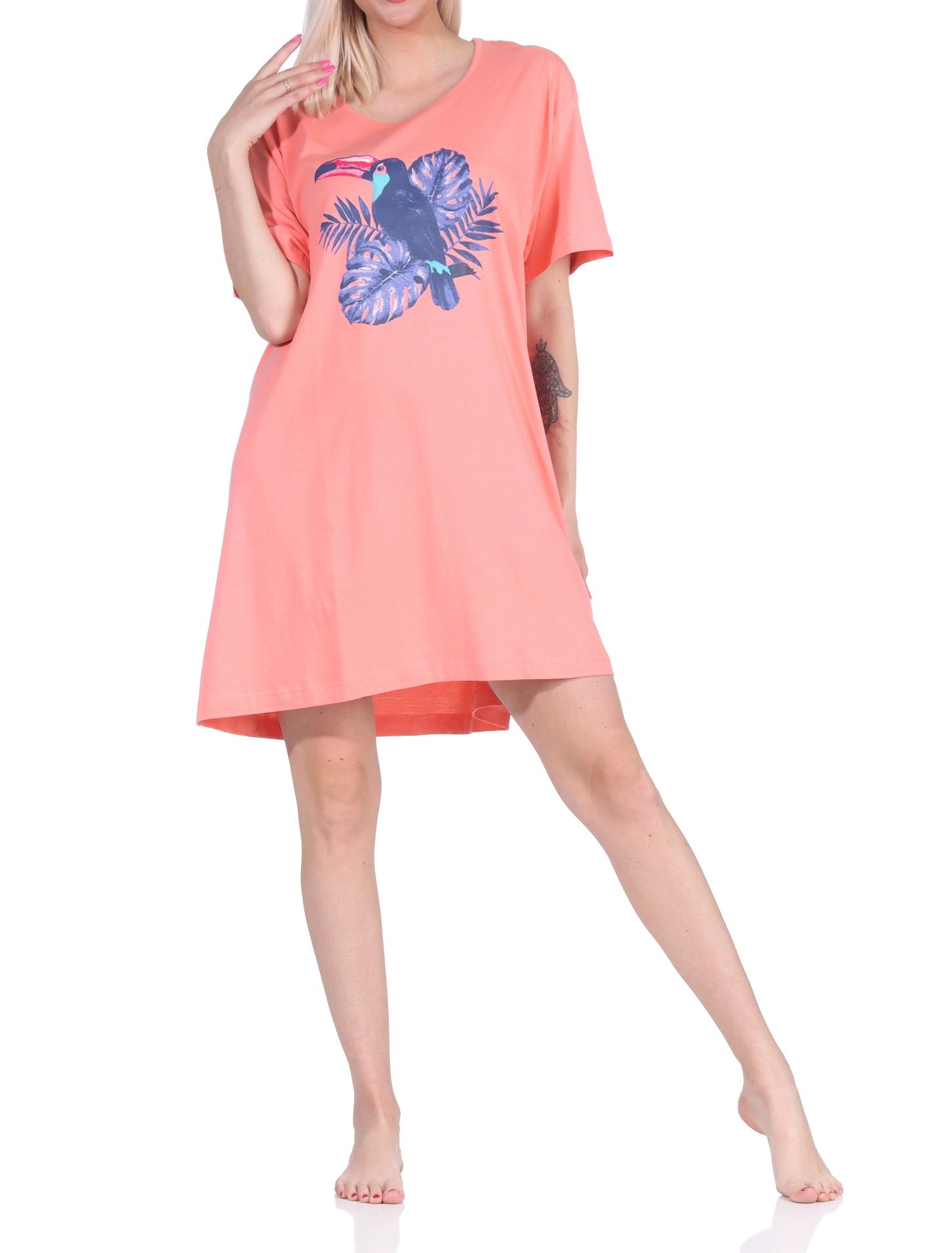 Damen 2er Pack kurzarm Nachthemd Schlafshirt in 2 tollen Designs - 65138