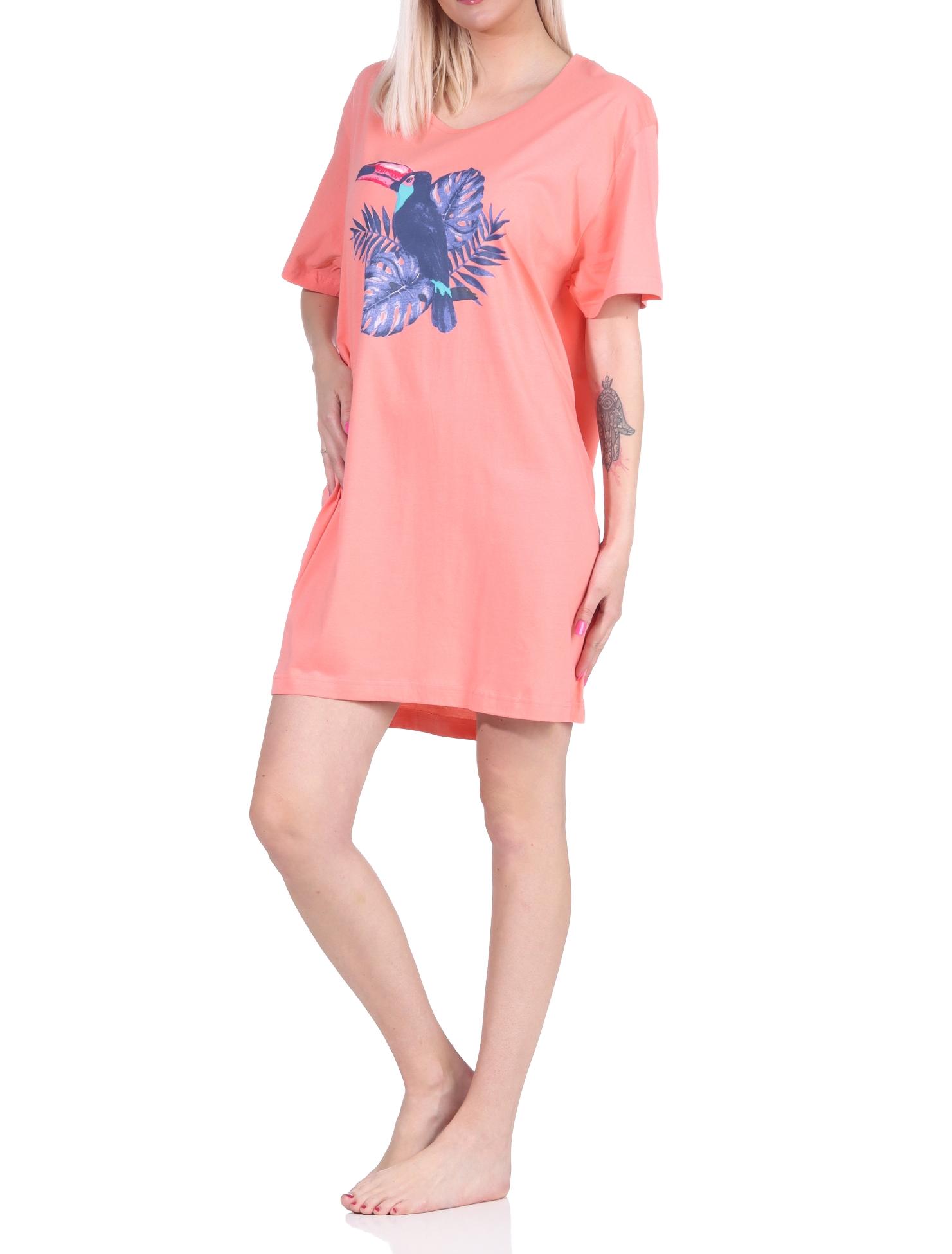 Damen 2er Pack kurzarm Nachthemd Schlafshirt in 2 tollen Designs - 65138