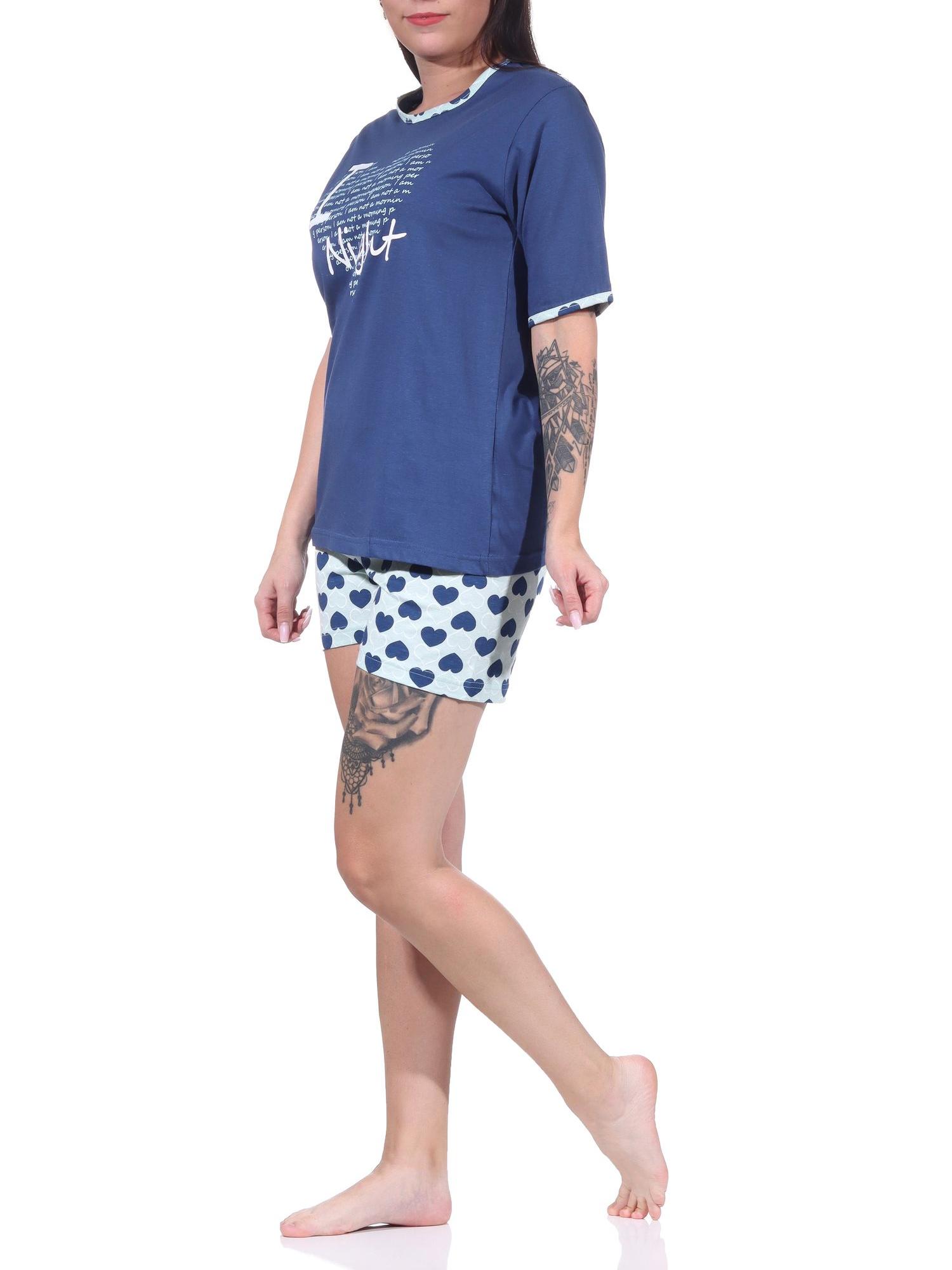 Cooler Damen kurzarm Schlafanzug Shorty Pyjama im Herz-Design - 122 205 10 603 Cooler Damen kurzarm Schlafanzug Shorty Pyjama im Herz-Design - 122 205 10 603
