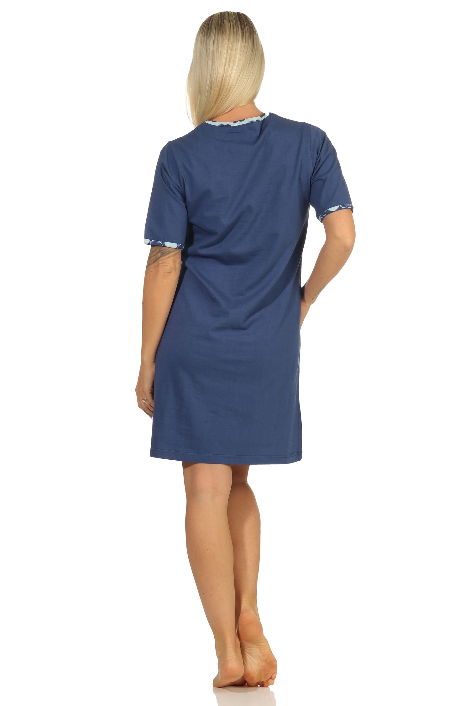 Cooles Damen kurzarm Nachthemd Bigshirt mit Herz Motiv - 122 214 10 603