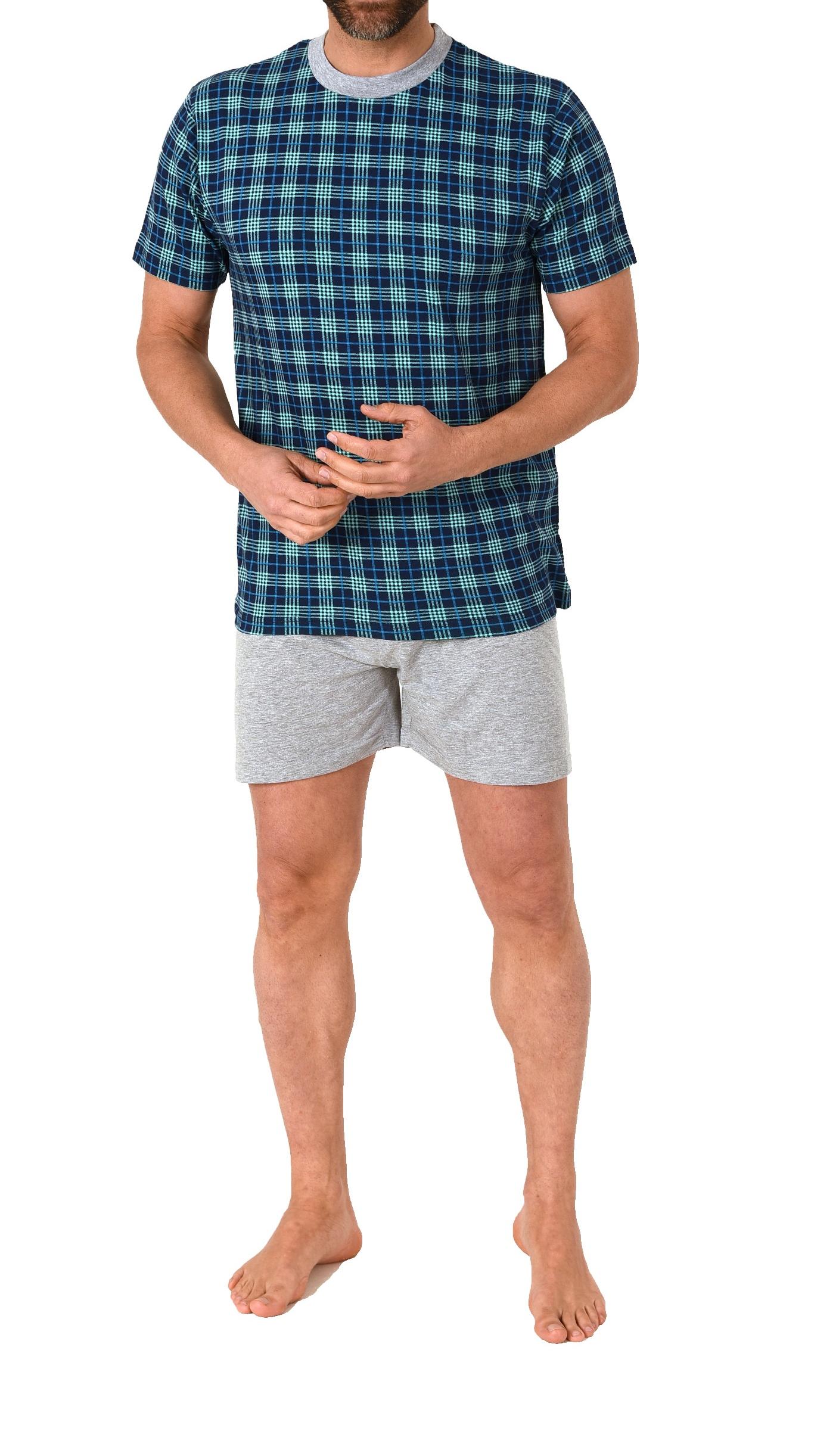 Herren kurzarm Schlafanzug Shorty Pyjama mit Rundhals in edlem Karo Look - 122 105 10 810