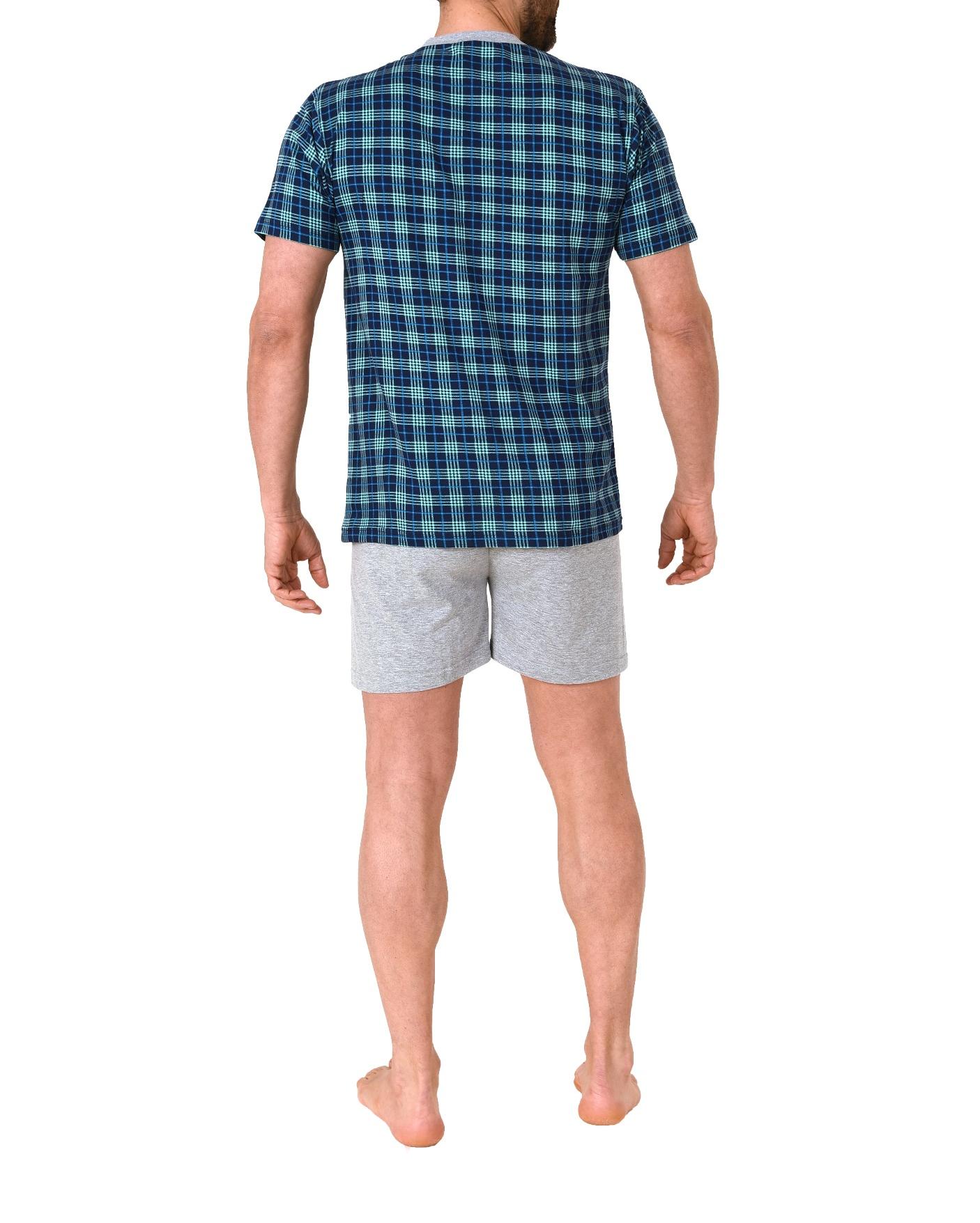Herren kurzarm Schlafanzug Shorty Pyjama mit Rundhals in edlem Karo Look - 122 105 10 810