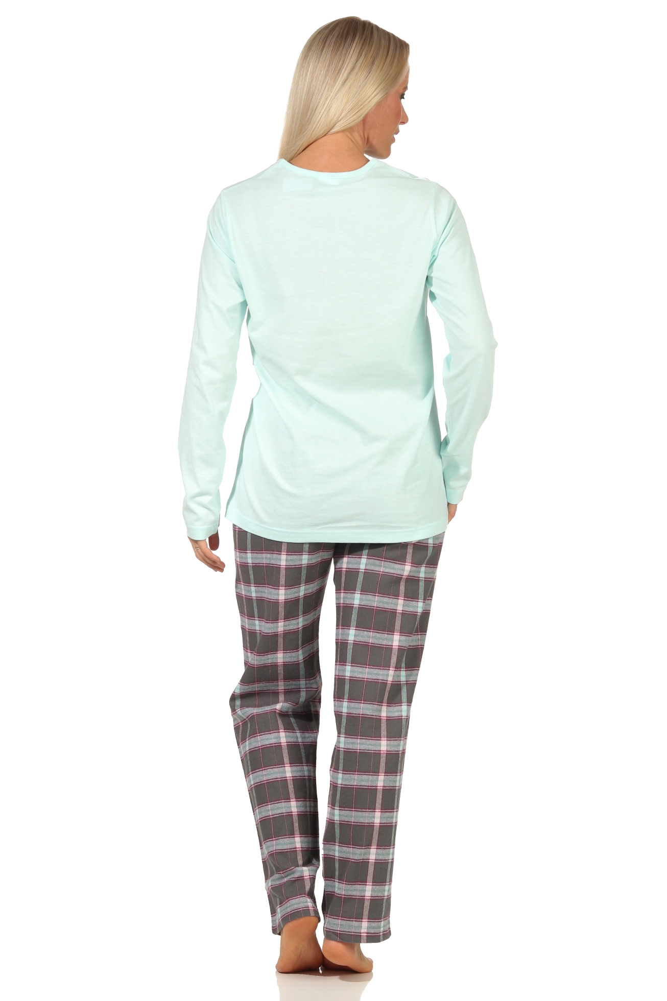 Damen Flanell Pyjama Mix & Match - Top Single Jersey, Hose Flanell auch in Übergrößen