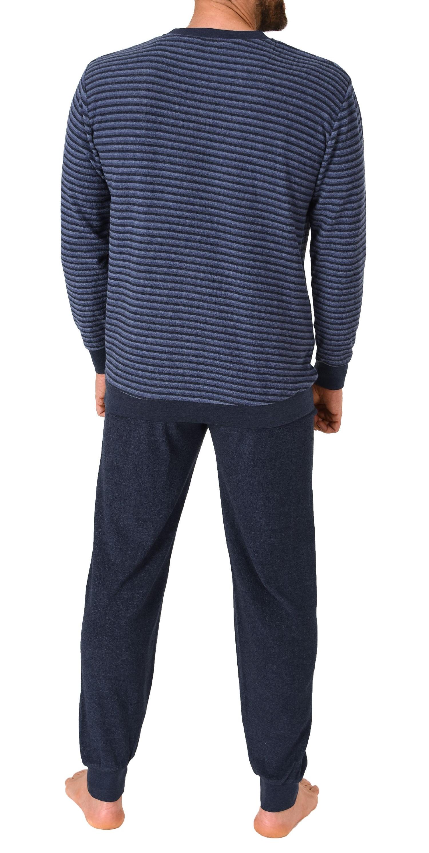 Herren Frottee Schlafanzug mit Bündchen in Streifenoptik - auch in Übergrößen - 212 13 101