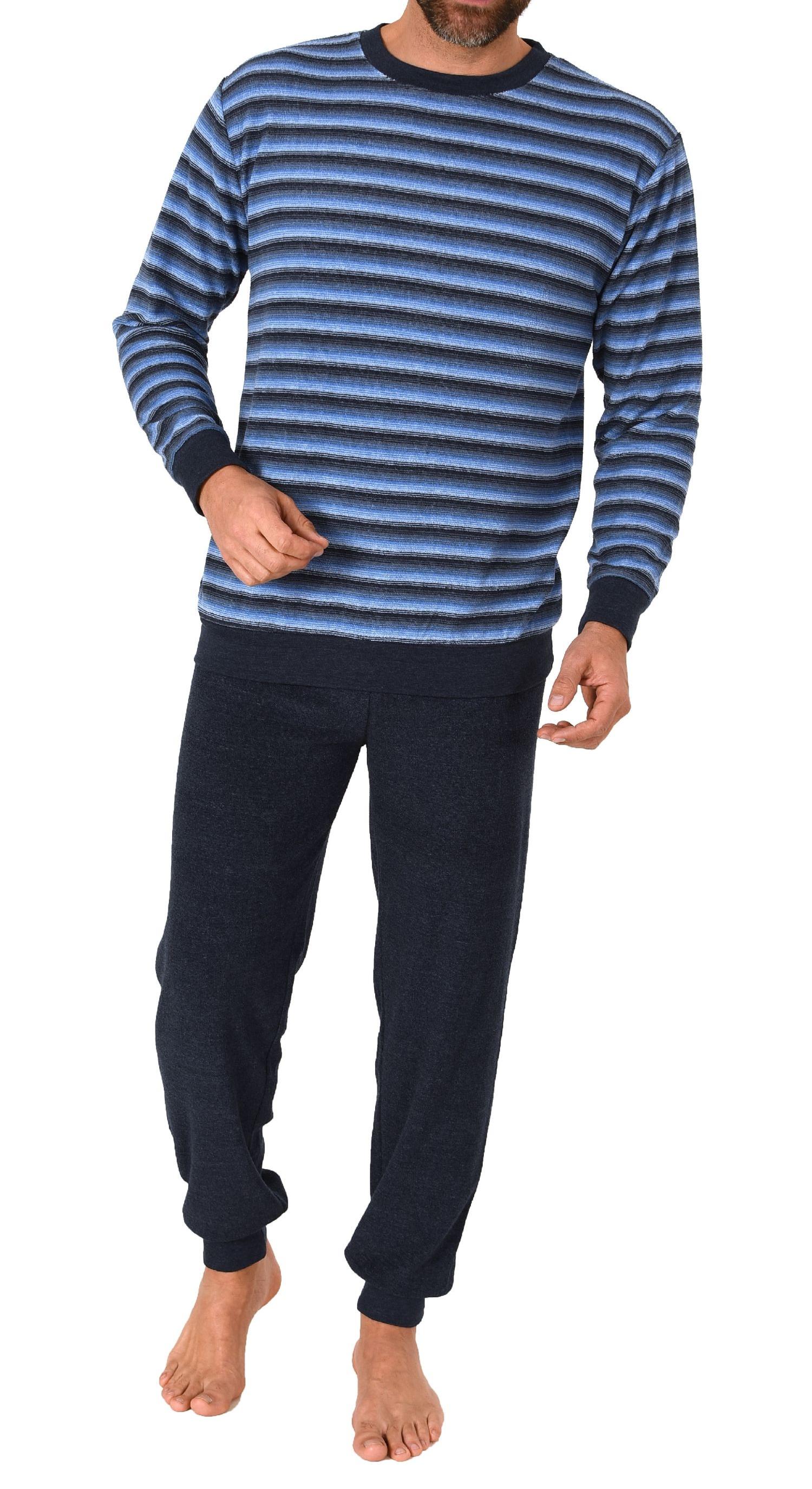 Edler Herren Frottee Pyjama Schlafanzug mit Bündchen - auch in Übergrößen - 212 101 13 754