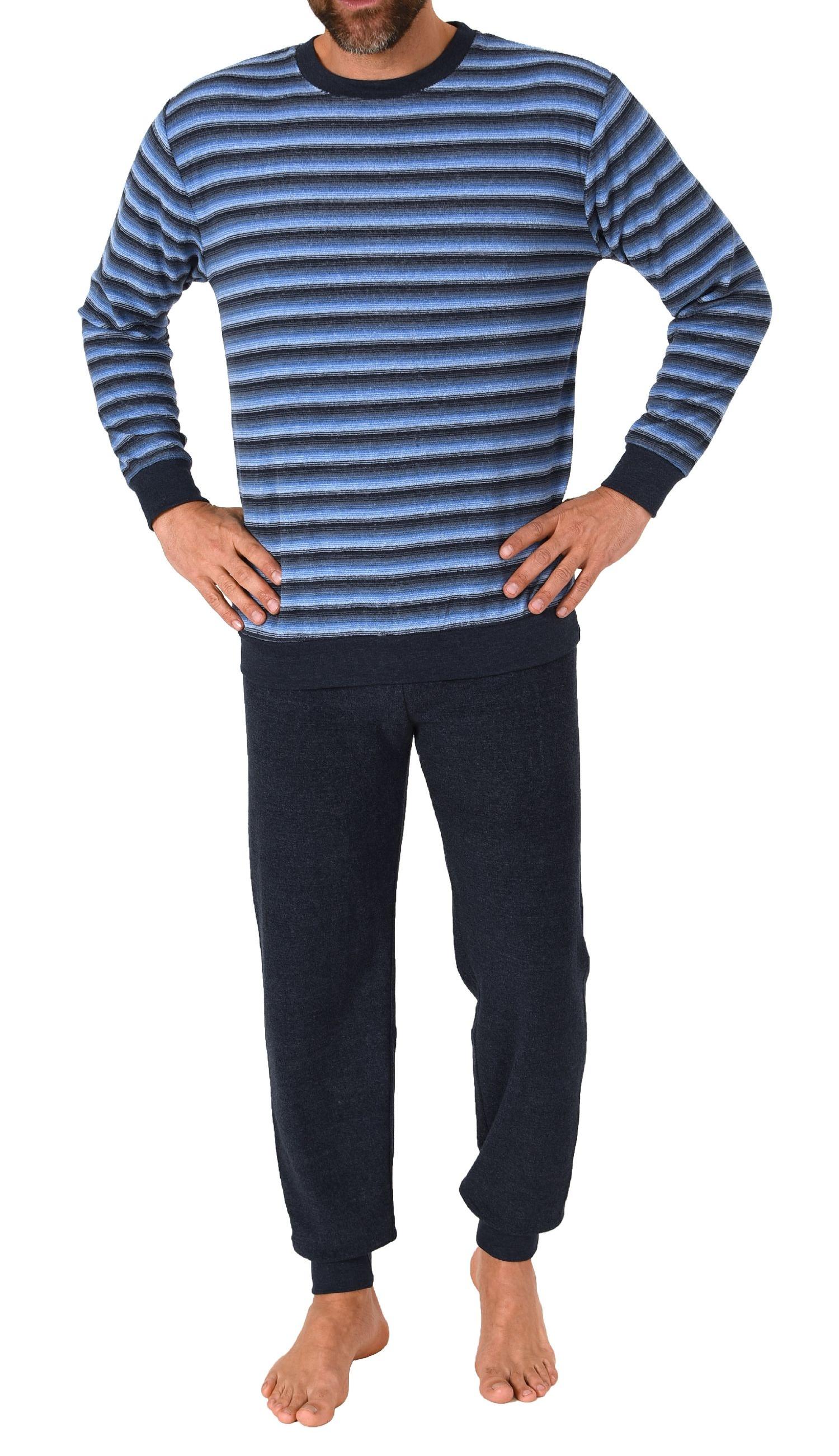 Edler Herren Frottee Pyjama Schlafanzug mit Bündchen - auch in Übergrößen - 212 101 13 754