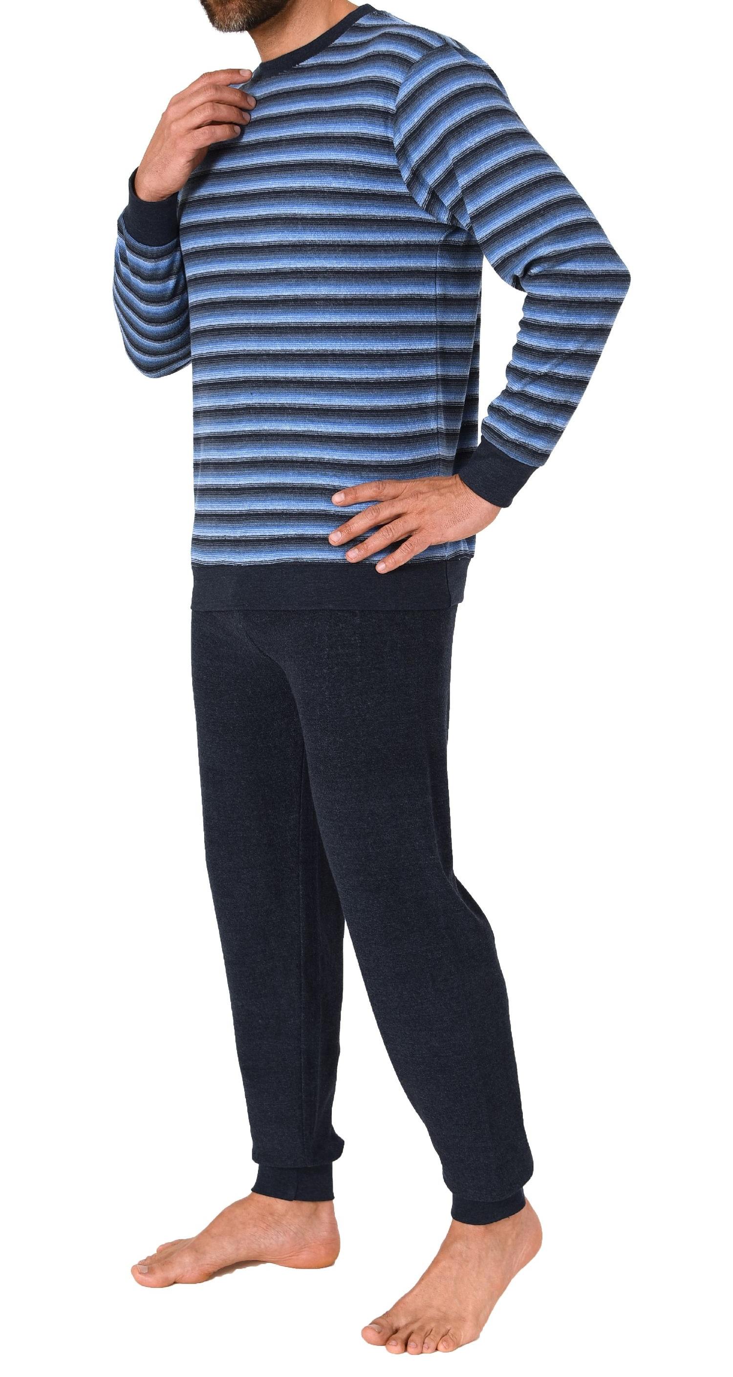 Edler Herren Frottee Pyjama Schlafanzug mit Bündchen - auch in Übergrößen - 212 101 13 754