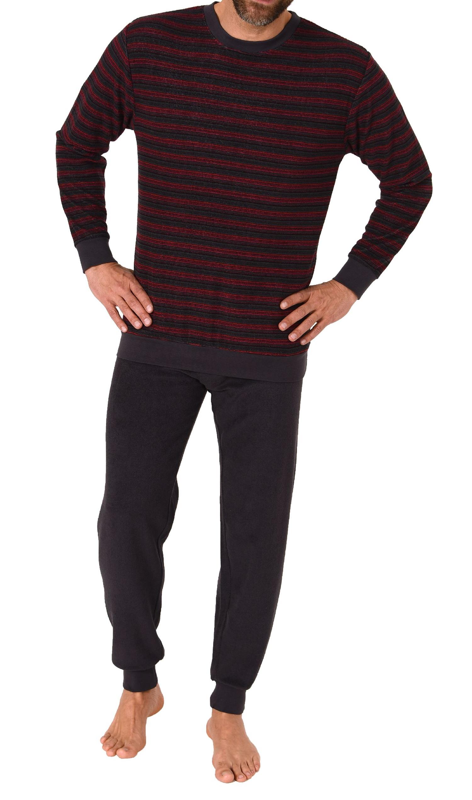 Herren langarm Frottee Pyjama Schlafanzug mit Bündchen - auch in Übergrößen - 212 13 751