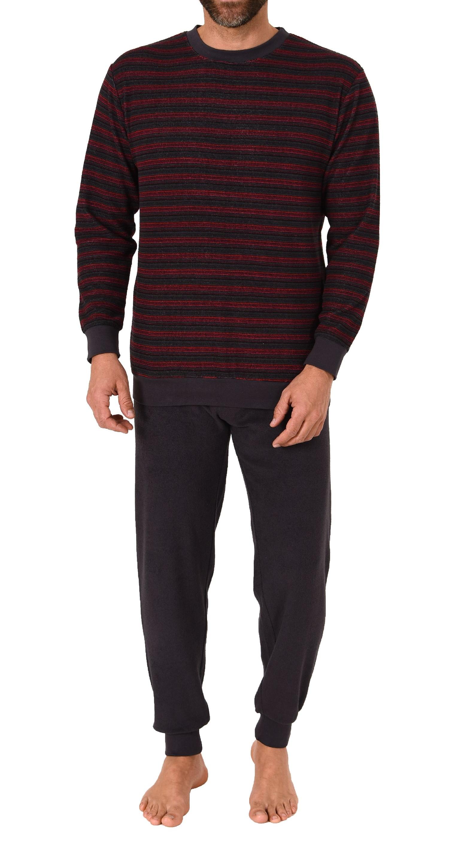 Herren langarm Frottee Pyjama Schlafanzug mit Bündchen - auch in Übergrößen - 212 13 751