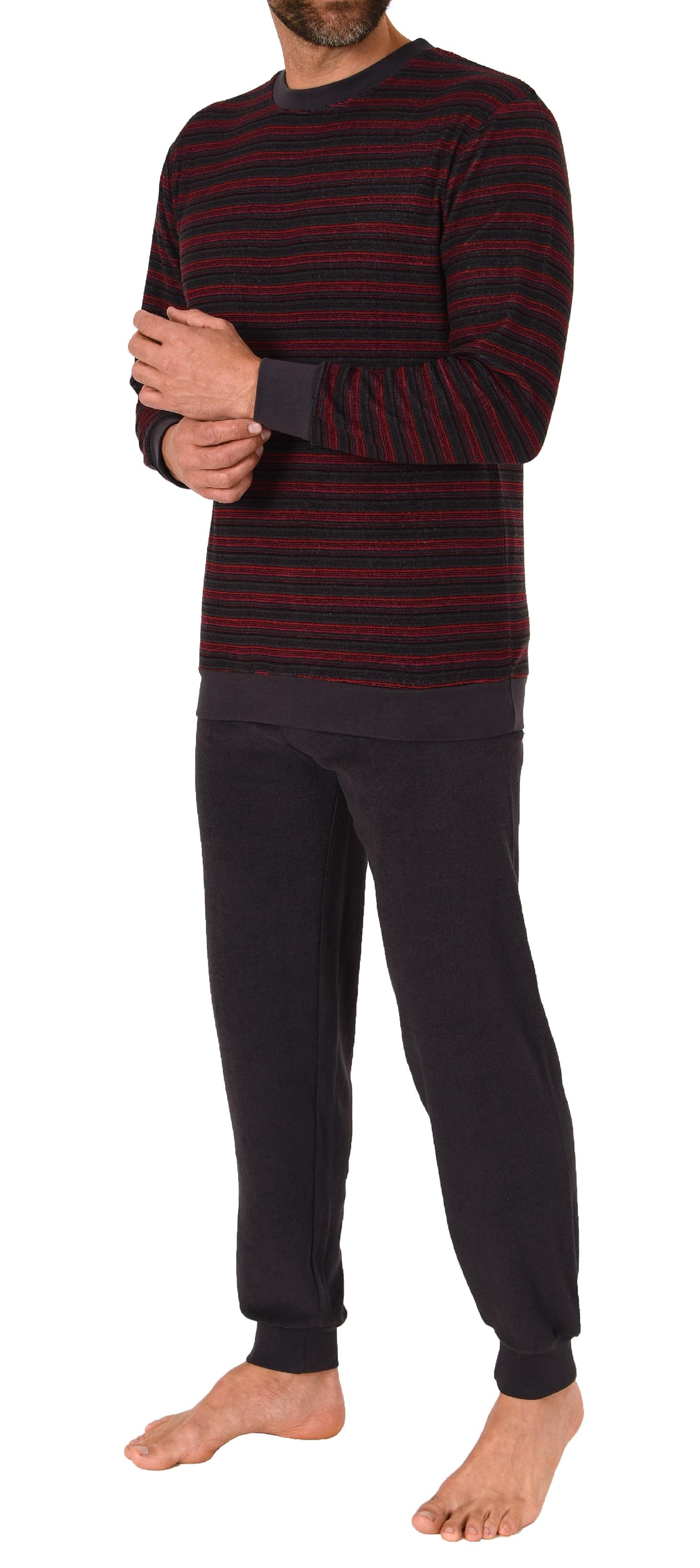 Herren langarm Frottee Pyjama Schlafanzug mit Bündchen - auch in Übergrößen - 212 13 751