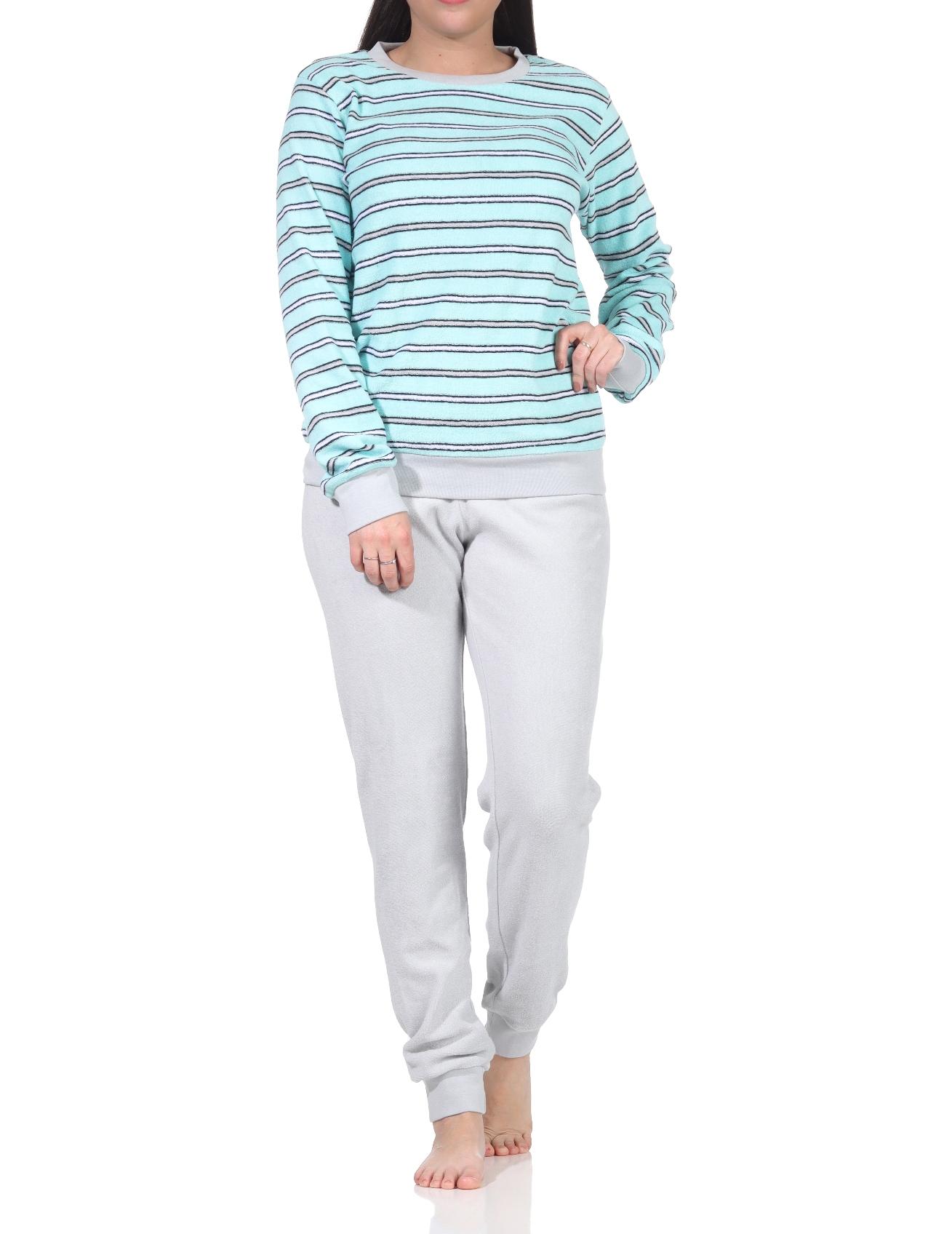 Damen Frottee Schlafanzug Pyjama mit Bündchen - auch in Übergrössen - 222 201 13 852a