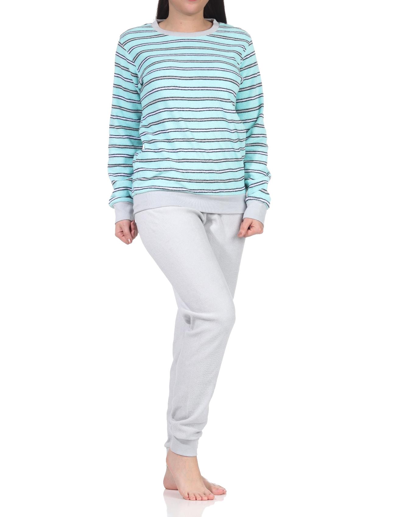 Damen Frottee Schlafanzug Pyjama mit Bündchen - auch in Übergrössen - 222 201 13 852a