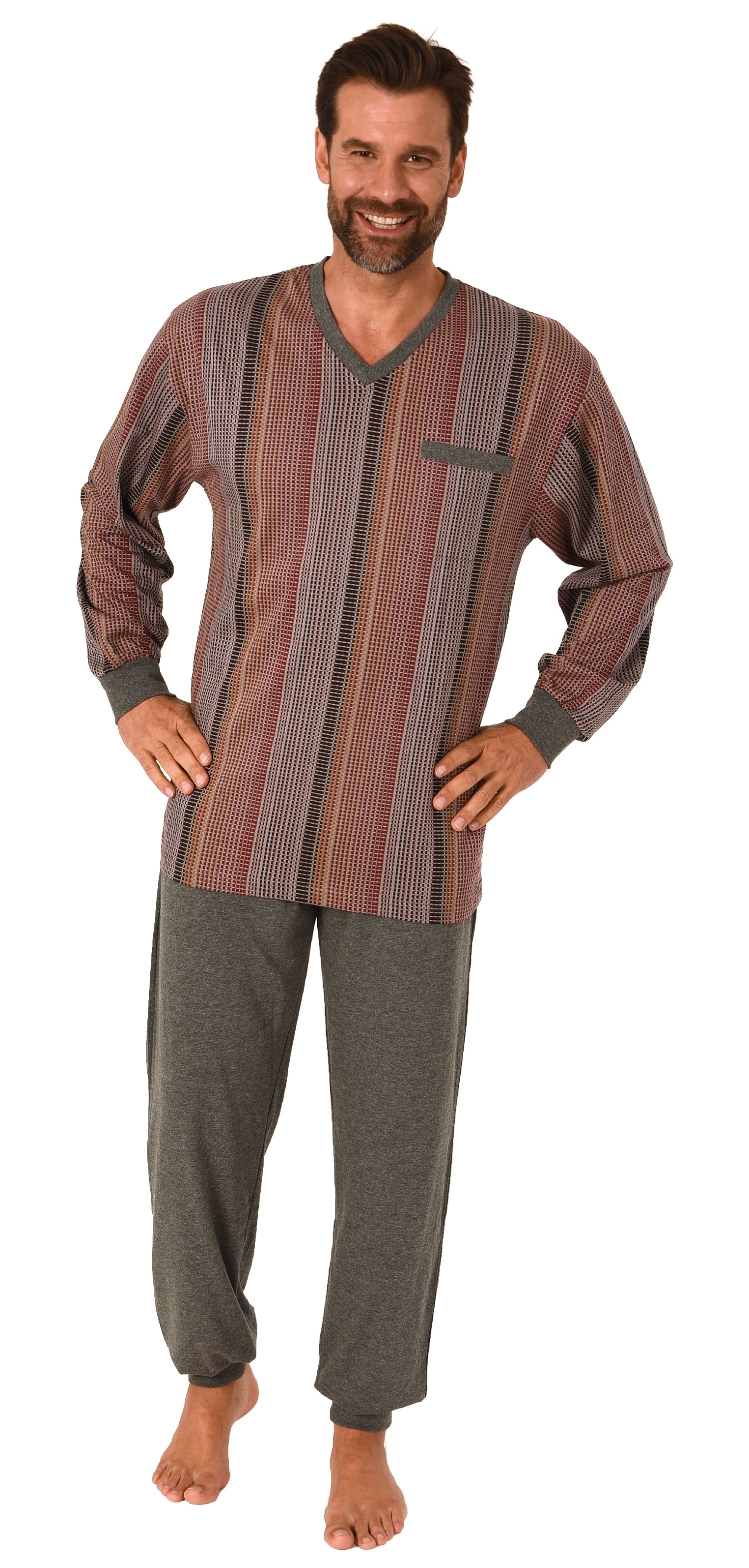 Eleganter Herren langarm Schlafanzug mit Bündchen Pyjama - auch in Übergrössen - 212 454 Eleganter Herren langarm Schlafanzug mit Bündchen Pyjama - auch in Übergrössen - 212 454