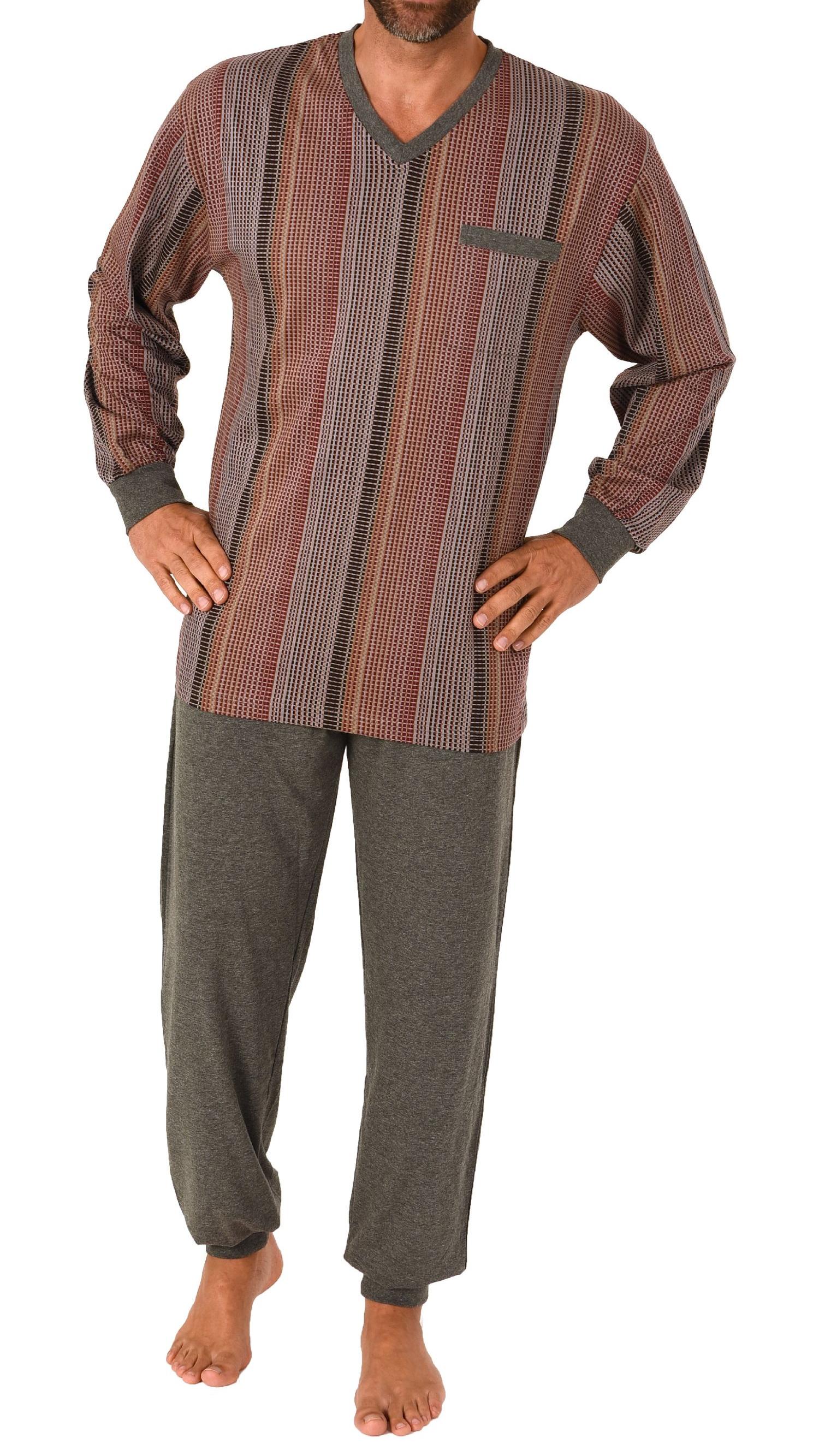 Eleganter Herren langarm Schlafanzug mit Bündchen Pyjama - auch in Übergrössen - 212 454