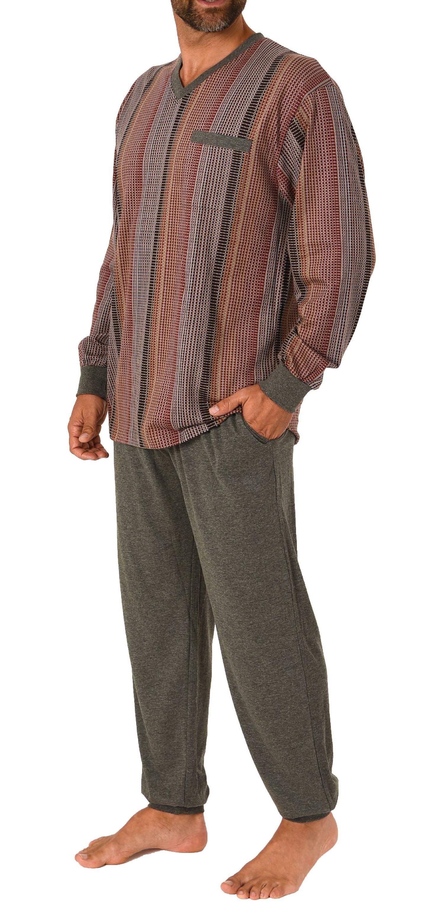 Eleganter Herren langarm Schlafanzug mit Bündchen Pyjama - auch in Übergrössen - 212 454