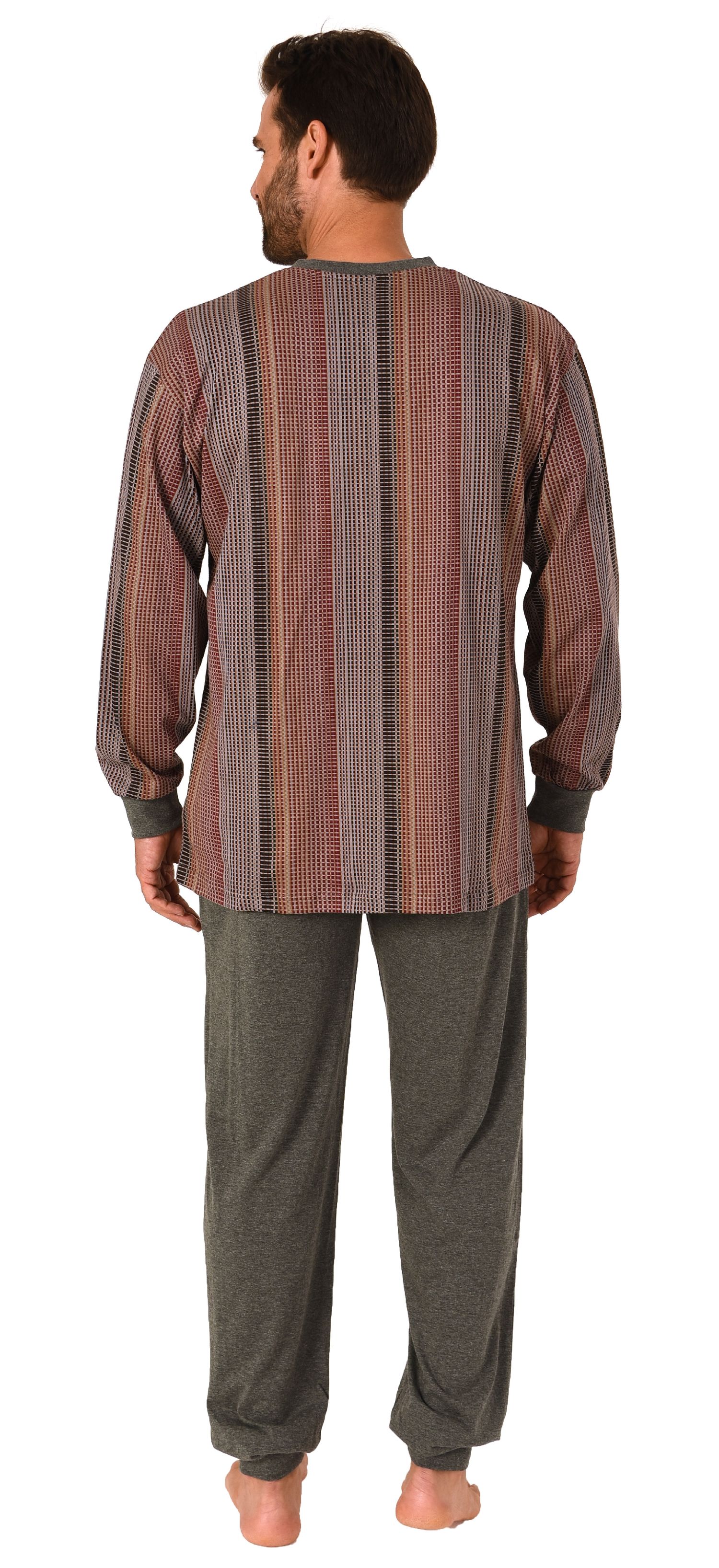 Eleganter Herren langarm Schlafanzug mit Bündchen Pyjama in Streifenoptik - auch in Übergrössen - 212 101 90 454 Eleganter Herren langarm Schlafanzug mit Bündchen Pyjama - auch in Übergrössen - 212 454