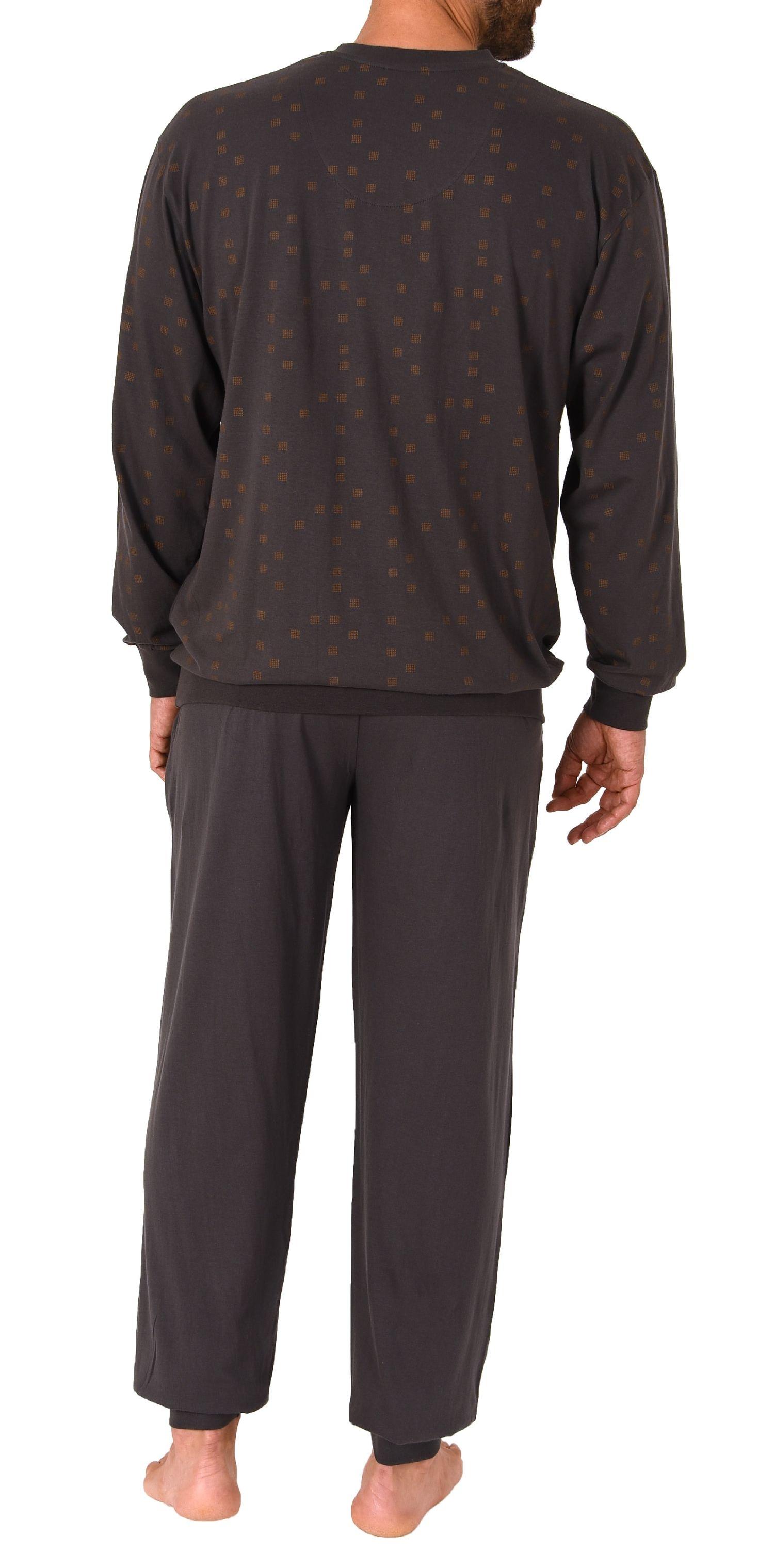 Eleganter Herren langarm Schlafanzug Pyjama mit Bündchen und V-Hals - 212 101 90 480