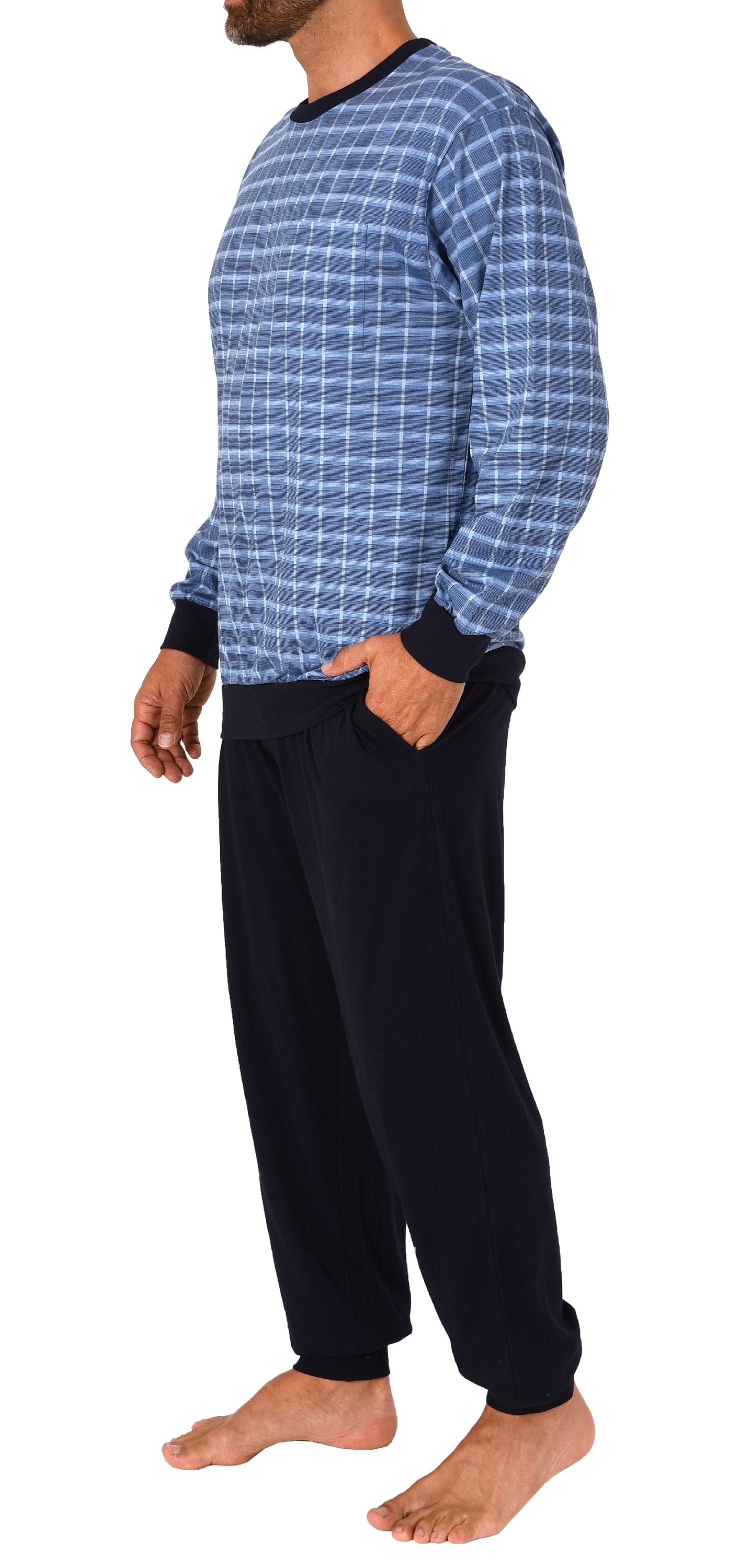 Herren Pyjama Schlafanzug mit Bündchen in edle Karo Optik - auch in Übergrössen - 212 502