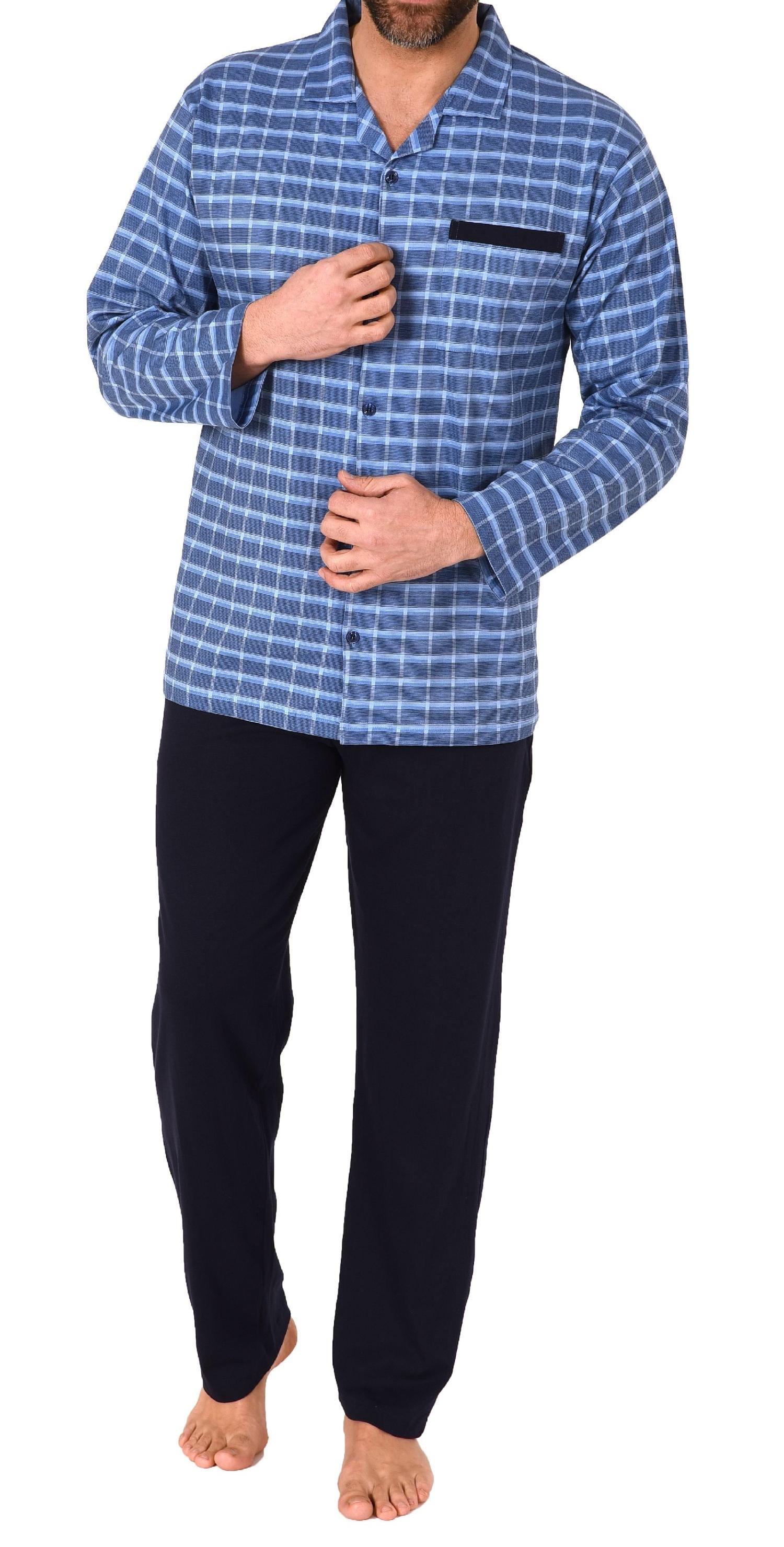 Herren Pyjama zum durchknöpfen in edler Karo Optik - auch in Übergrössen - 212 101 90 504