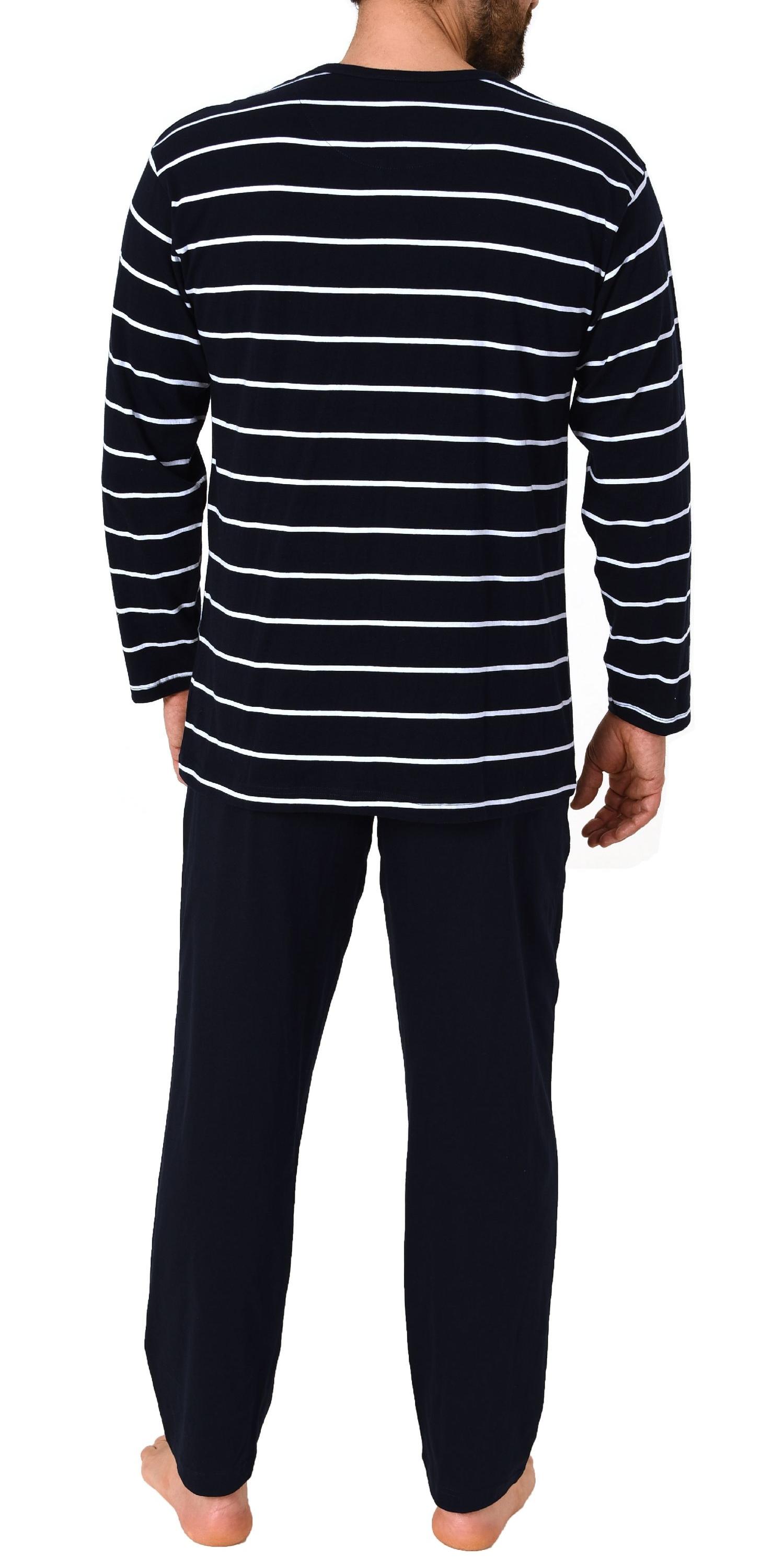Herren langarm Pyjama Schlafanzug in lässiger Streifenoptik - 212 101 90 740