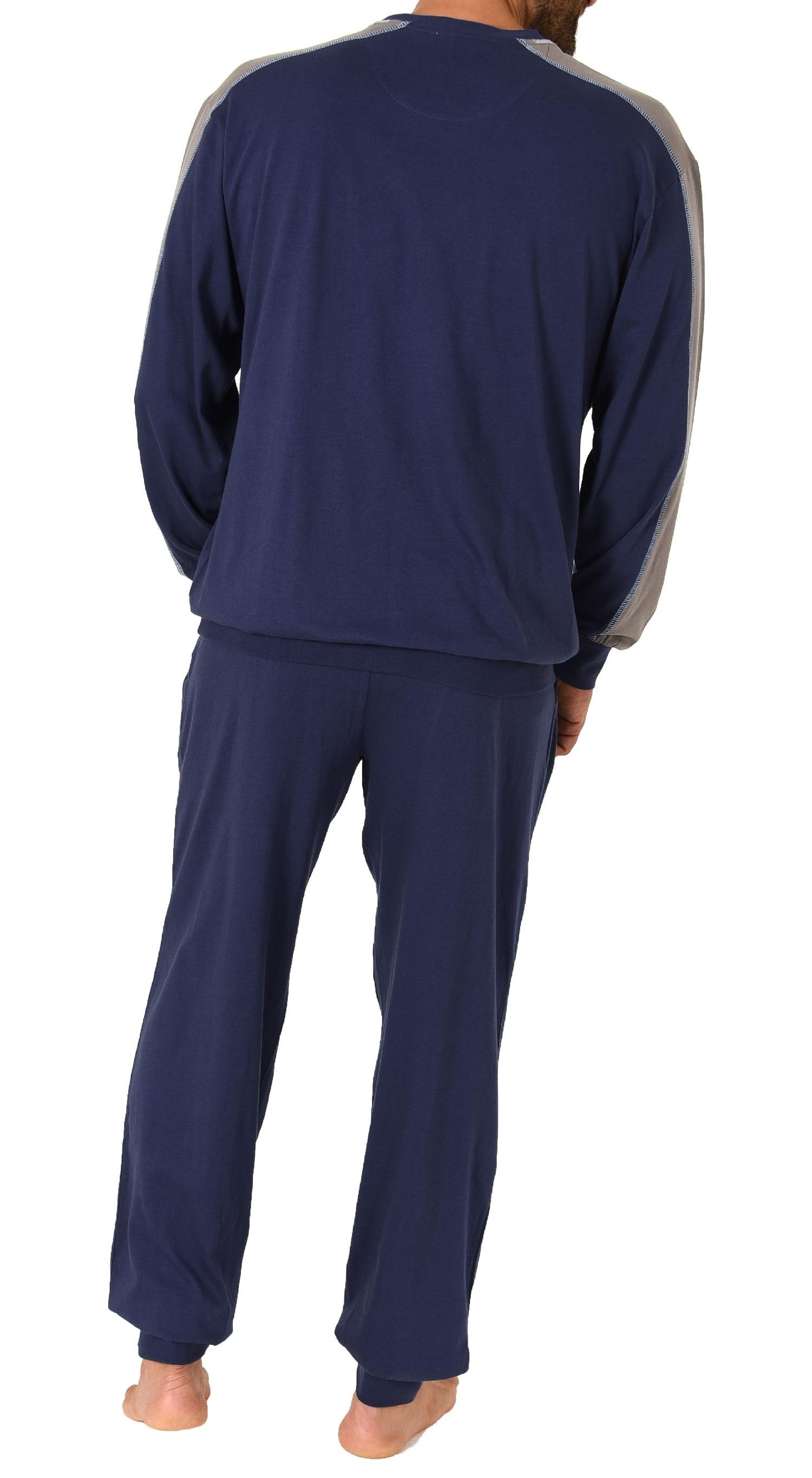 Lässiger Herren langarm Pyjama Schlafanzug mit Bündchen - 212 101 90 844