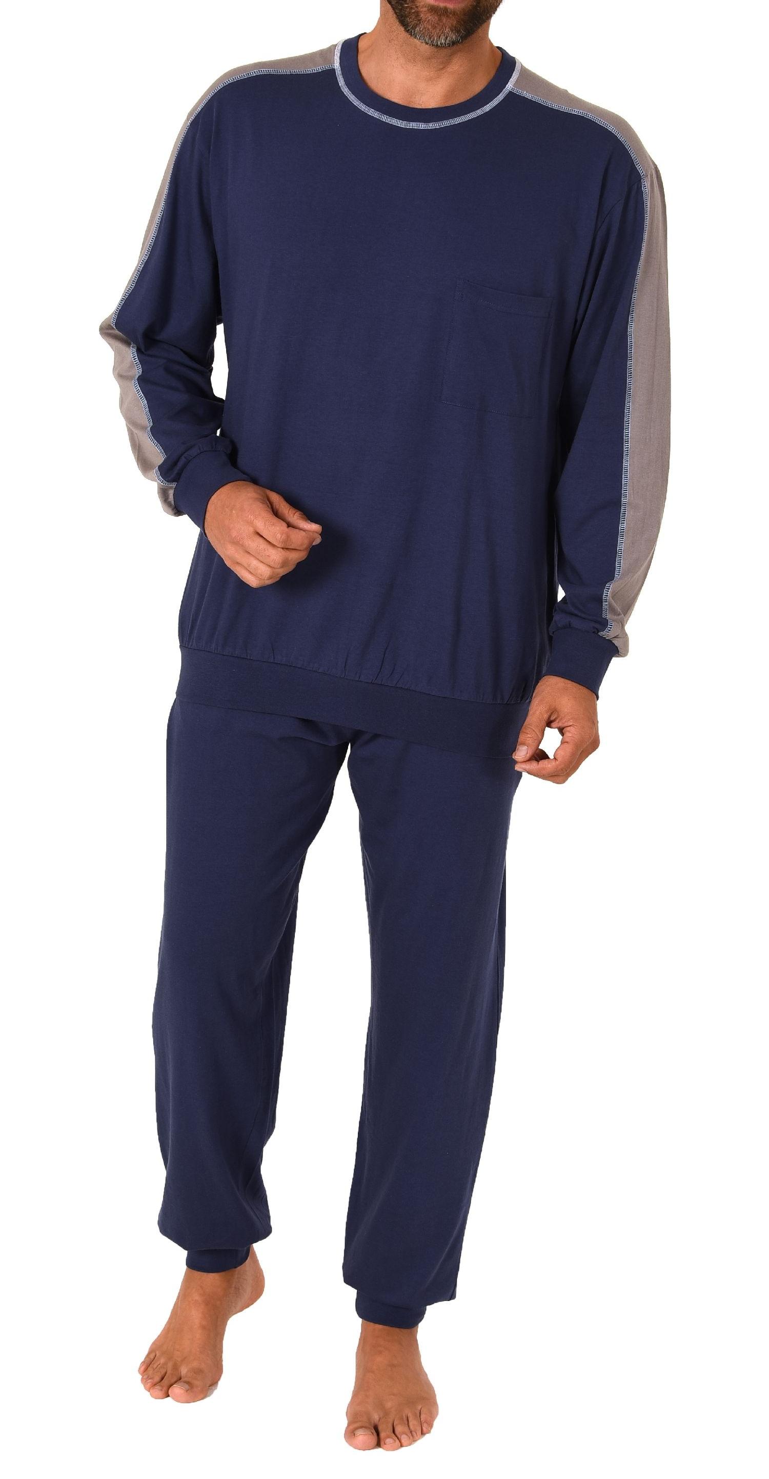 Lässiger Herren langarm Pyjama Schlafanzug mit Bündchen - 212 101 90 844