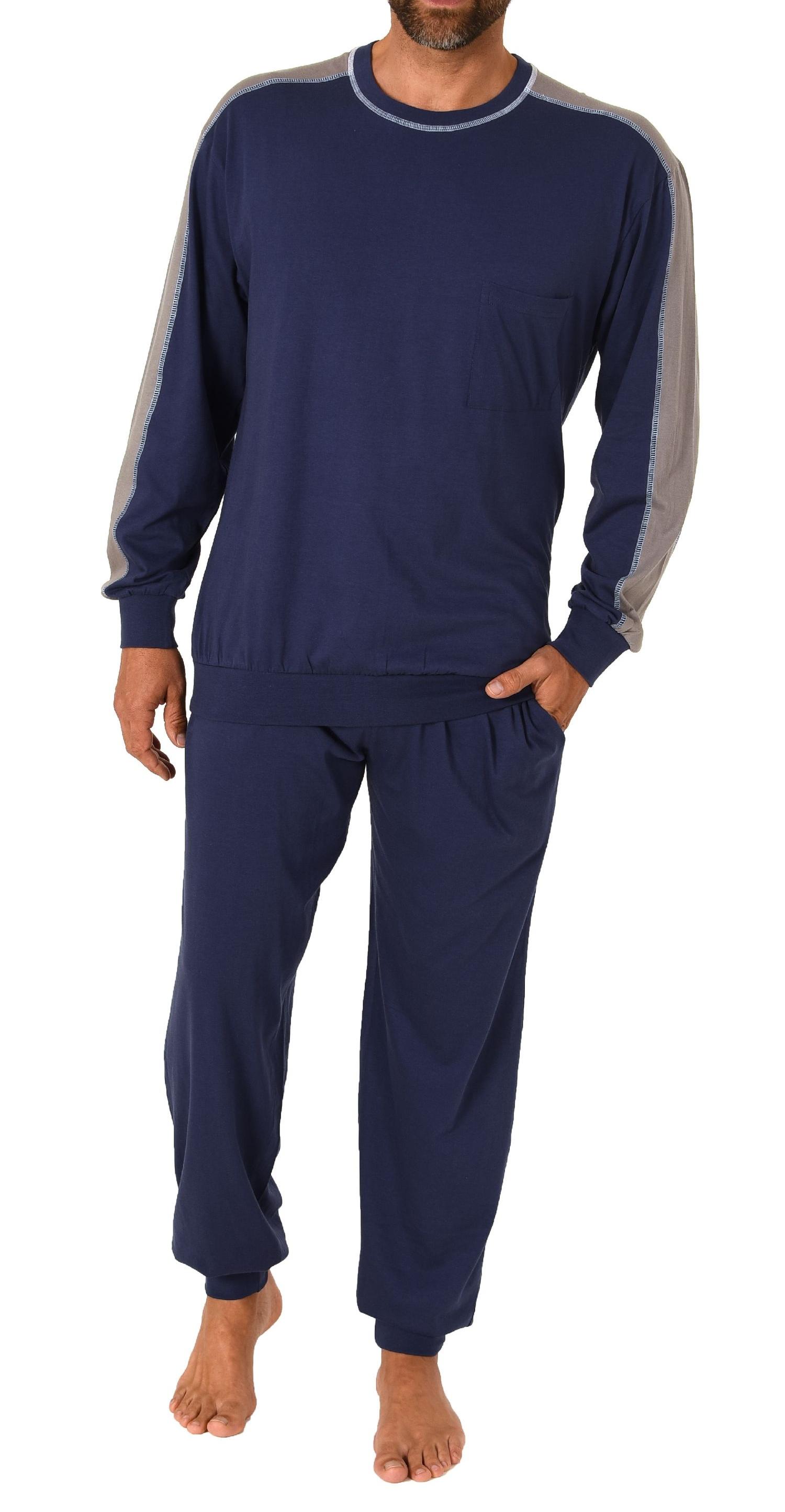 Lässiger Herren langarm Pyjama Schlafanzug mit Bündchen - 212 101 90 844