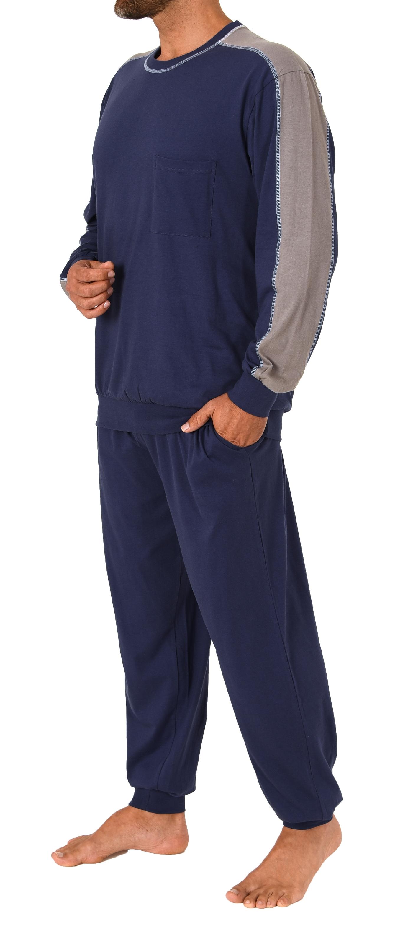 Lässiger Herren langarm Pyjama Schlafanzug mit Bündchen - 212 101 90 844